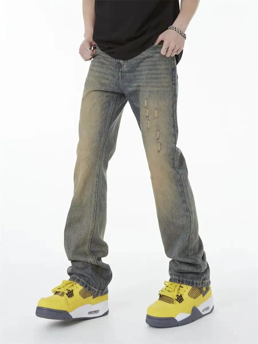 Japanese Brand Loose straight leg ripped jeans Size US 32 / EU 48 - 5 Thumbnail