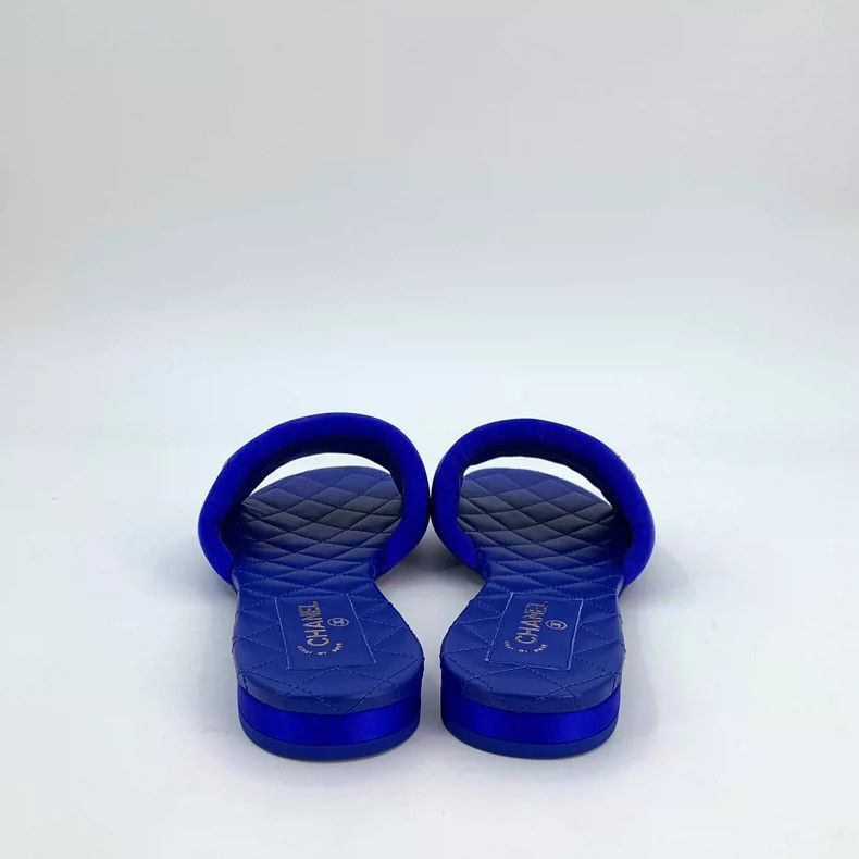 Chanel Chanel Blue Logo Satin Casual Slide Sandals -2505 Size US 8 / EU 41 - 4 Thumbnail