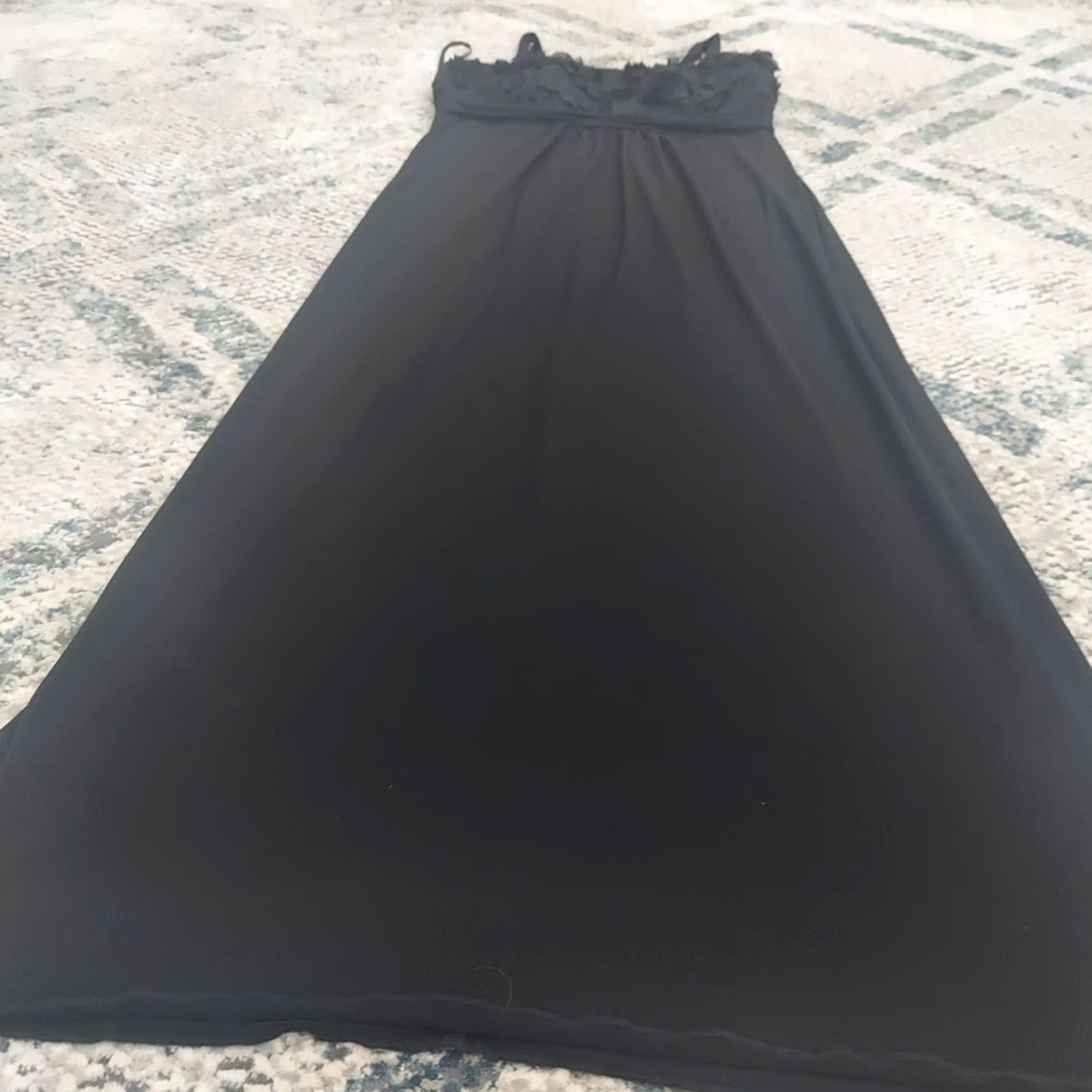 Vintage En Focus Studio Women’s Black Rose Maxi Dress - Size 12 - Sleeveless - Long - Polyester Spandex - Formal Party Communion - Solid - 12 - Women Size XL / US 12-14 / IT 48-50 - 3 Thumbnail