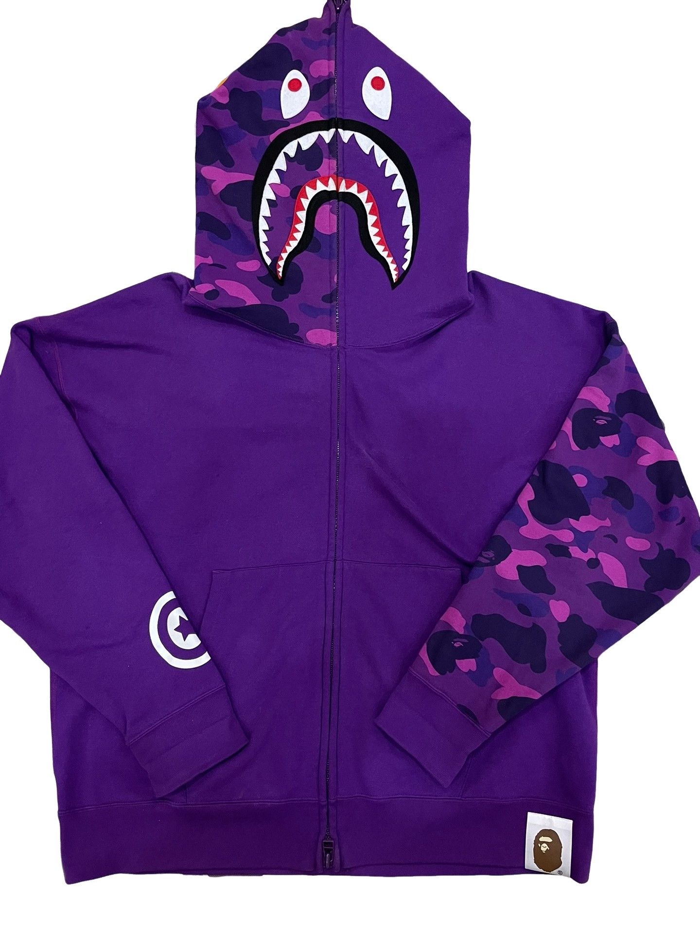 Bape A BATHING APE Purple Camo Shark Hoodie XXL Size US XXL / EU 58 / 5 - 1 Thumbnail