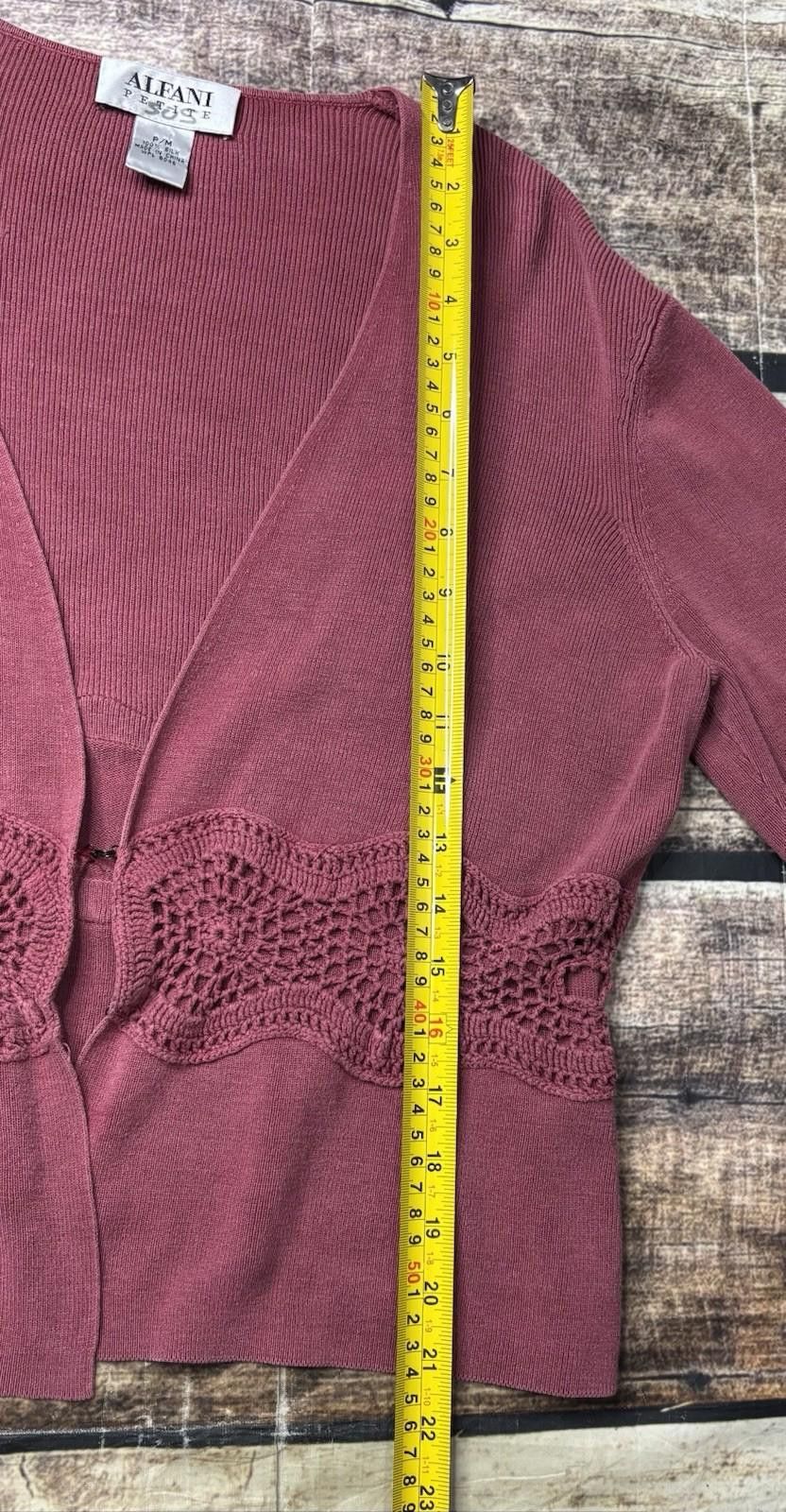 Alfani VTG Alfani Cardigan Sweater Womens MP Silk Open Knit Clasp Size M / US 6-8 / IT 42-44 - 10 Thumbnail