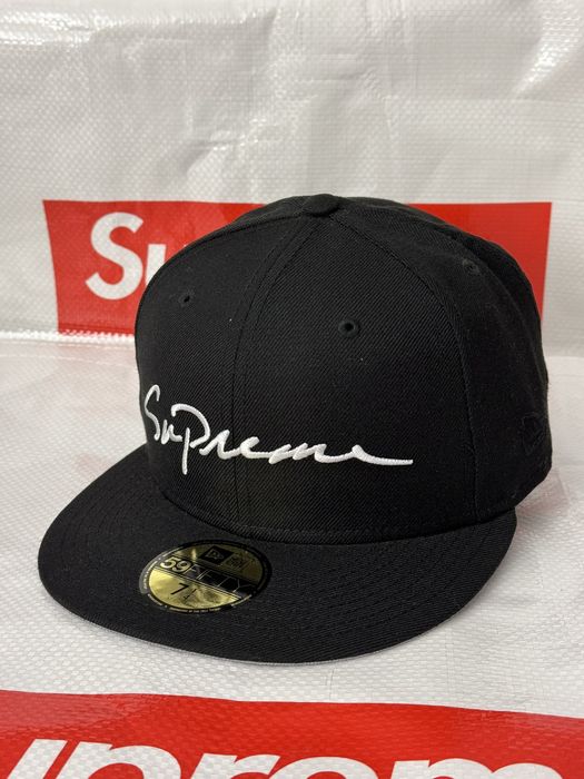 Supreme Supreme Classic Script New Era Cap Black 7 1/4 | Grailed