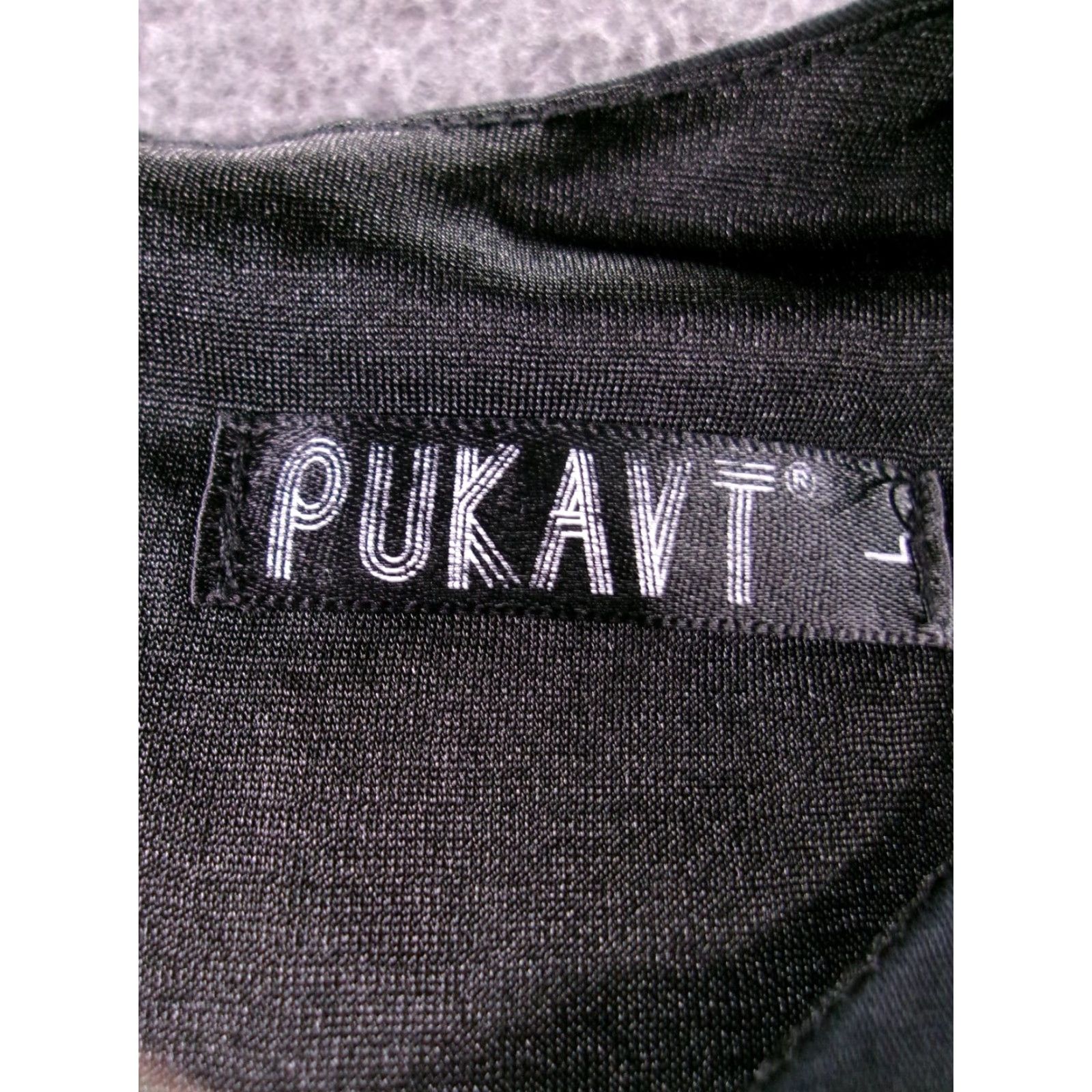 Vintage PUKAVT Dress Women Large Fit and Flare Cap Sleeve Black Cotton Spandex A-Line Size L / US 10 / IT 46 - 7 Thumbnail