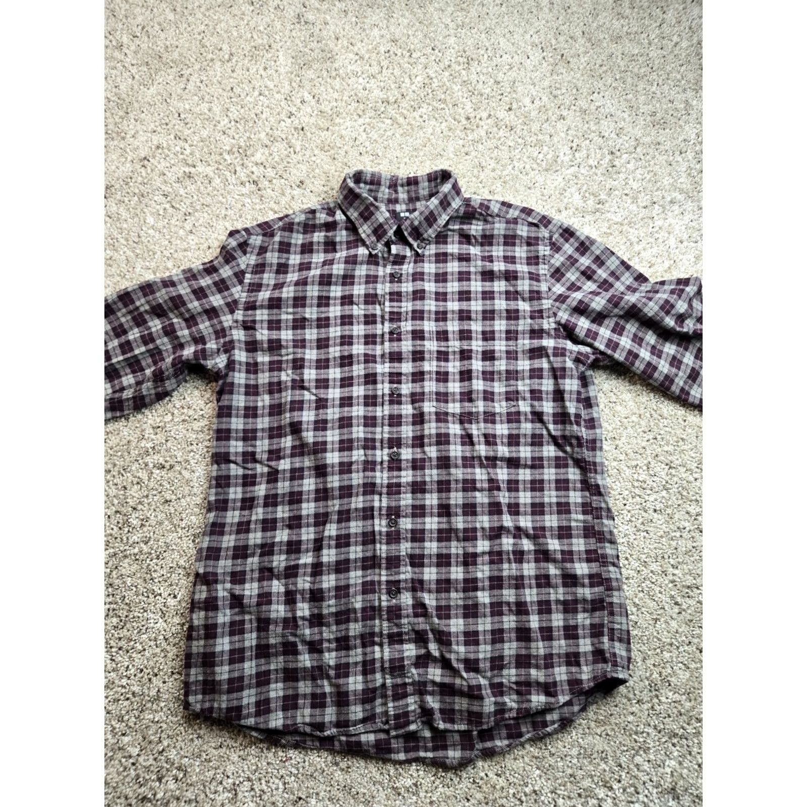 Uniqlo Uniqlo Shirt Mens XL Flannel Burgundy Cotton Button Down Long Sleeve Casual Size US XL / EU 56 / 4 - 3 Thumbnail