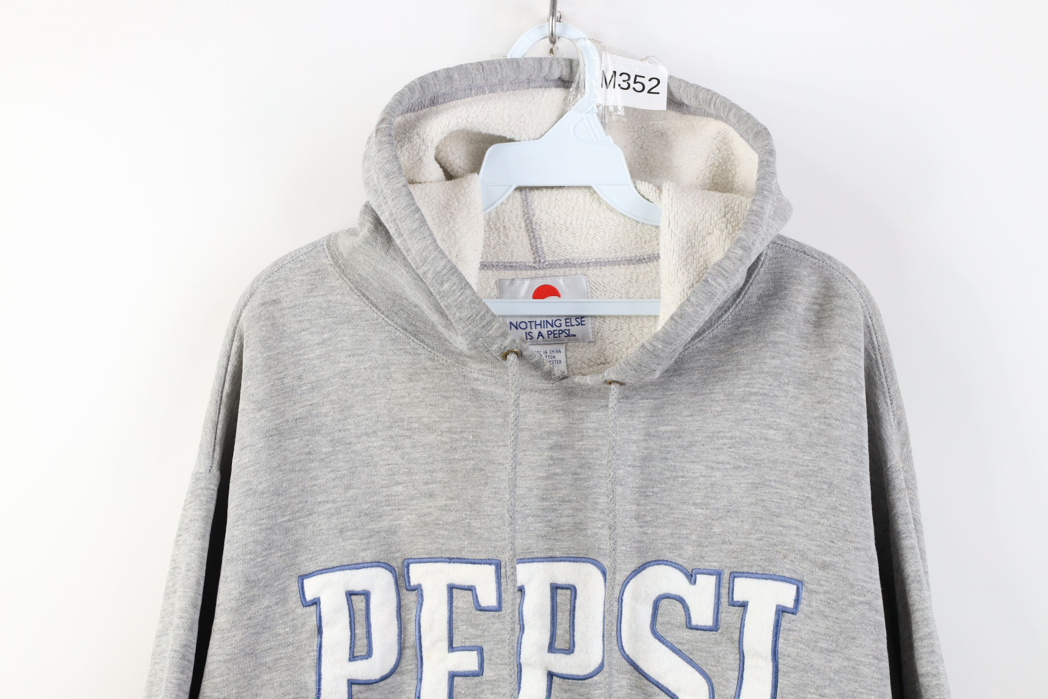Vintage Vintage 90s Pepsi Co Spell Out Cropped Boxy Fit Hoodie Gray Size XL / US 12-14 / IT 48-50 - 2 Thumbnail