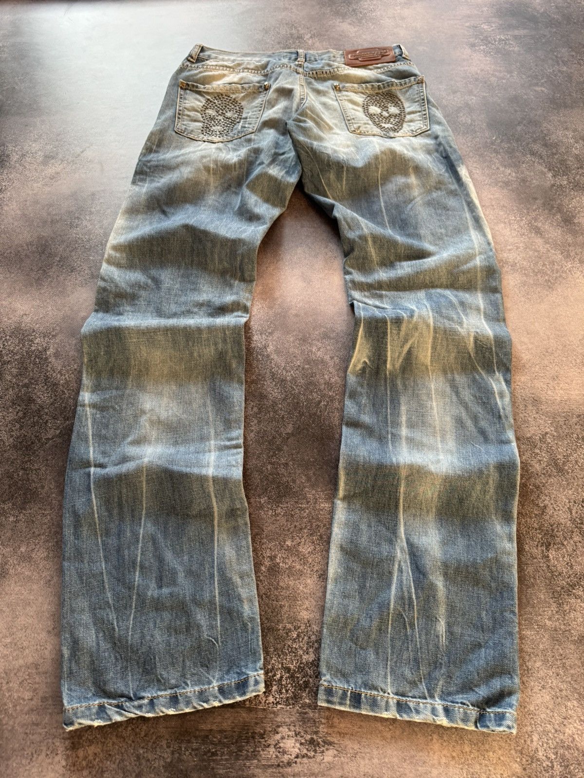 Hysteric Glamour Philip Plein Skull Embossed Crash Distressed Straight Jeans Size US 30 / EU 46 - 3 Thumbnail