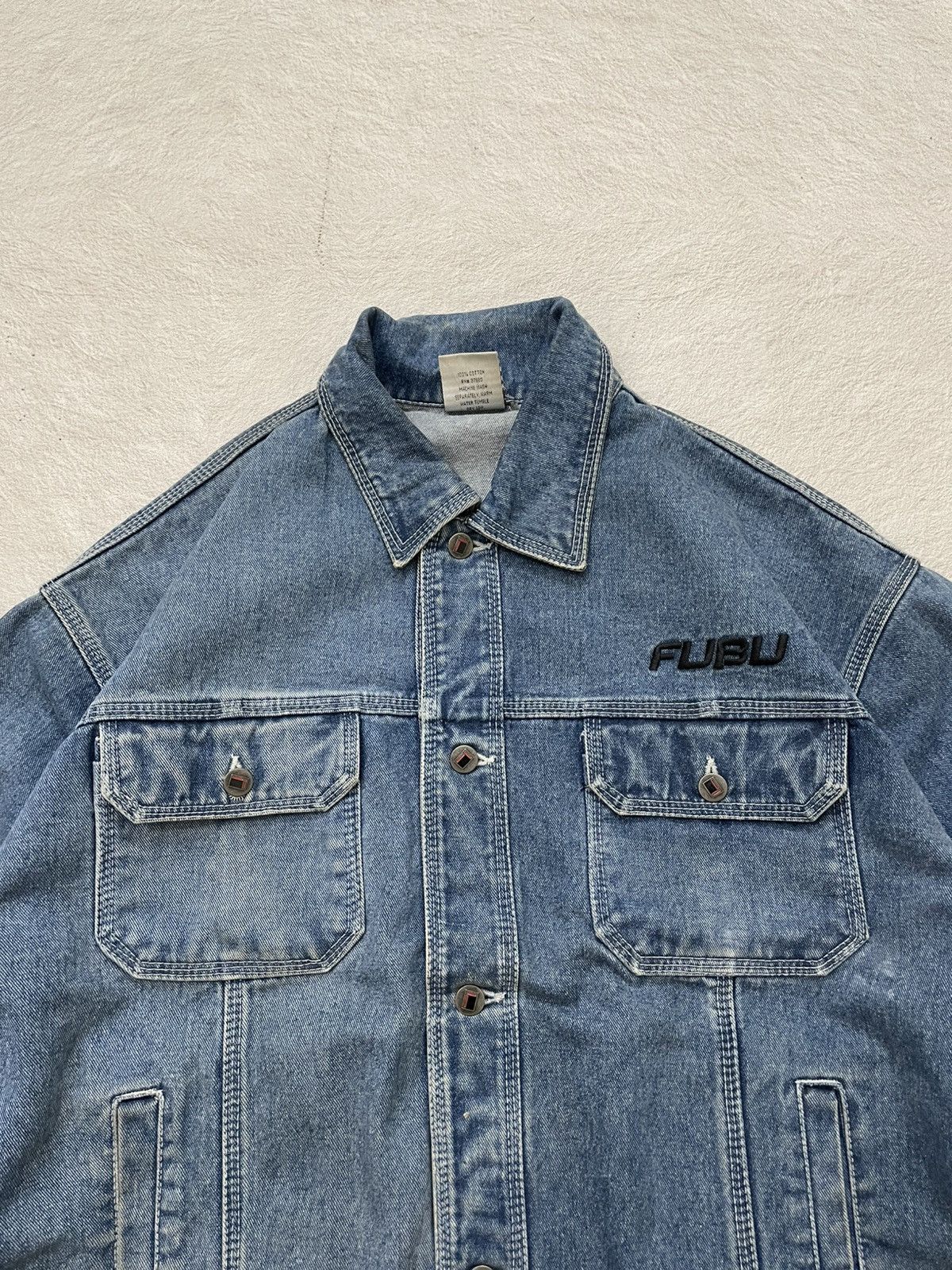Japanese Brand 2000s Japan Fubu Denim Jacket Embroidered Big Logo Y2K 14th Size US XL / EU 56 / 4 - 2 Thumbnail