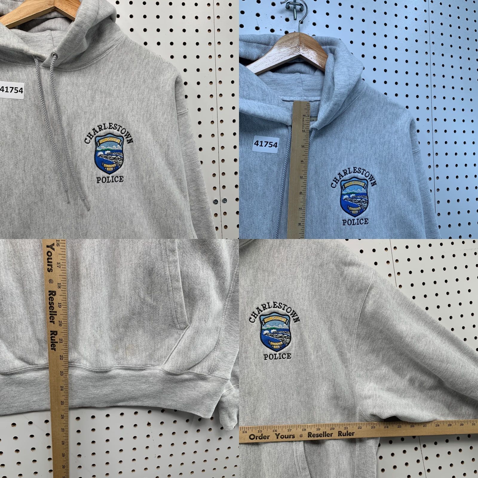 Champion VINTAGE Charleston Police Hoodie Sweatshirt Men Large Gray Heavyweight 24x25.5 Size US L / EU 52-54 / 3 - 8 Thumbnail