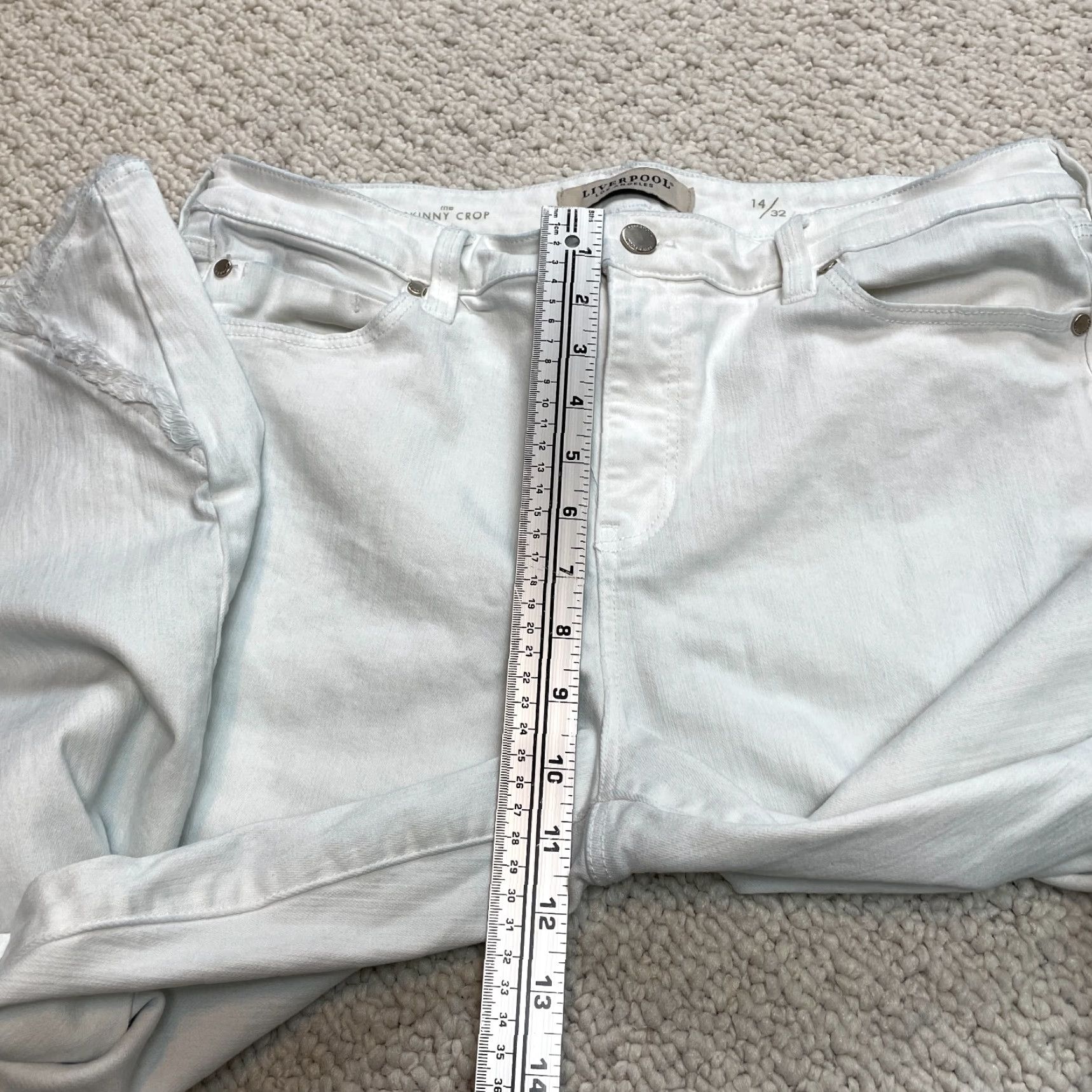 Vintage Liverpool Jeans Womens Jeans 14/32 White Skinny Mid Rise Stretch Fringes Bottoms Size 36" / US 14 / IT 50 - 5 Thumbnail