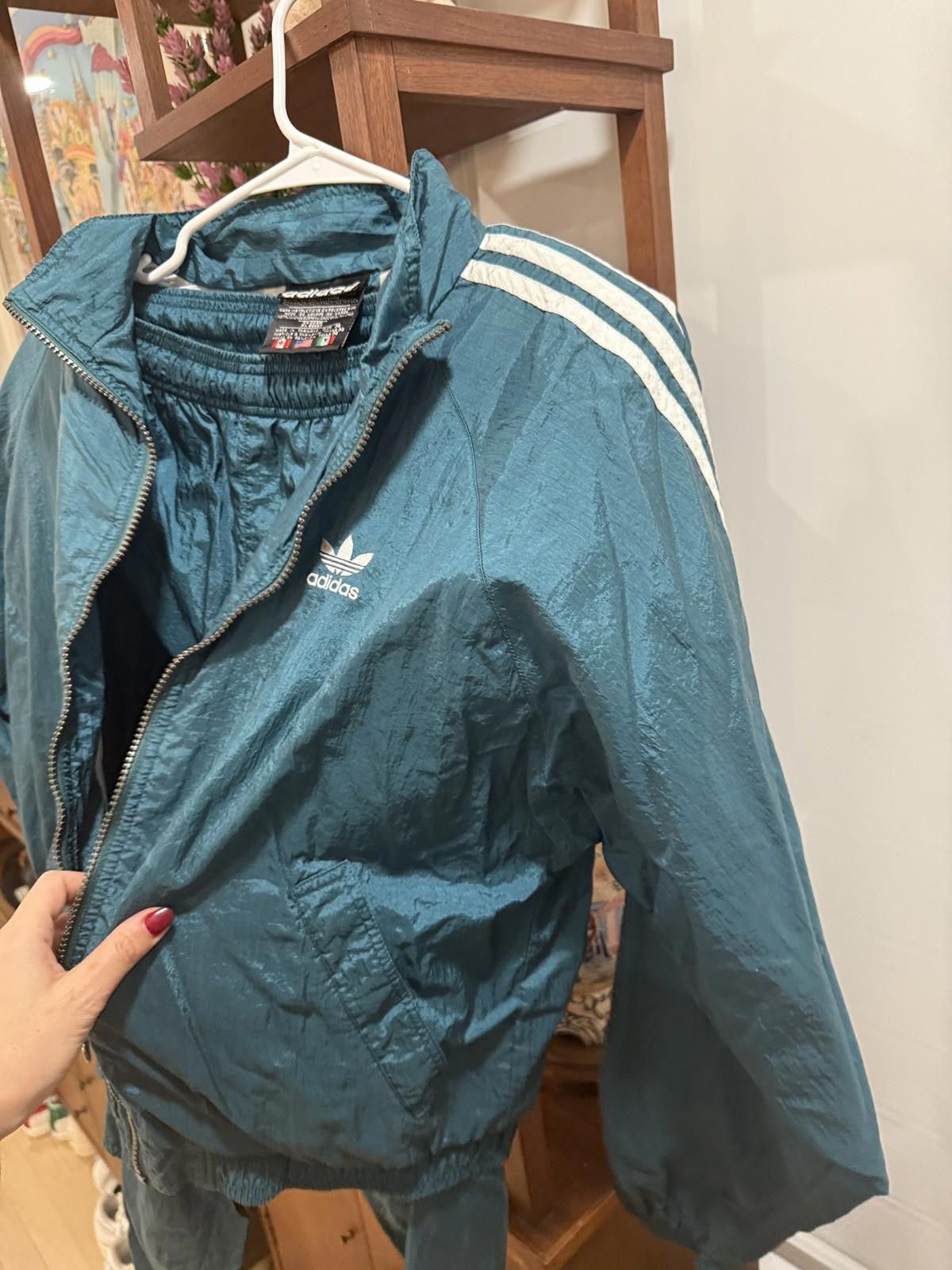 Adidas Vintage 90s Adidas Tracksuit Set sz M Nylon Green Size US 32 / EU 48 - 4 Thumbnail