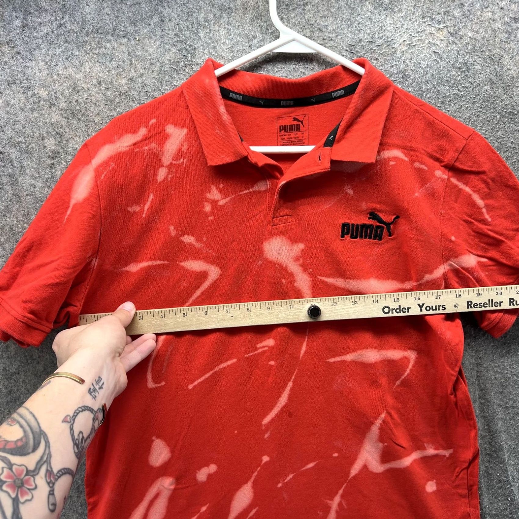 Puma Puma Polo Shirt Mens M Red Short Sleeve Casual Bleach Stained Flawed Size US M / EU 48-50 / 2 - 5 Thumbnail
