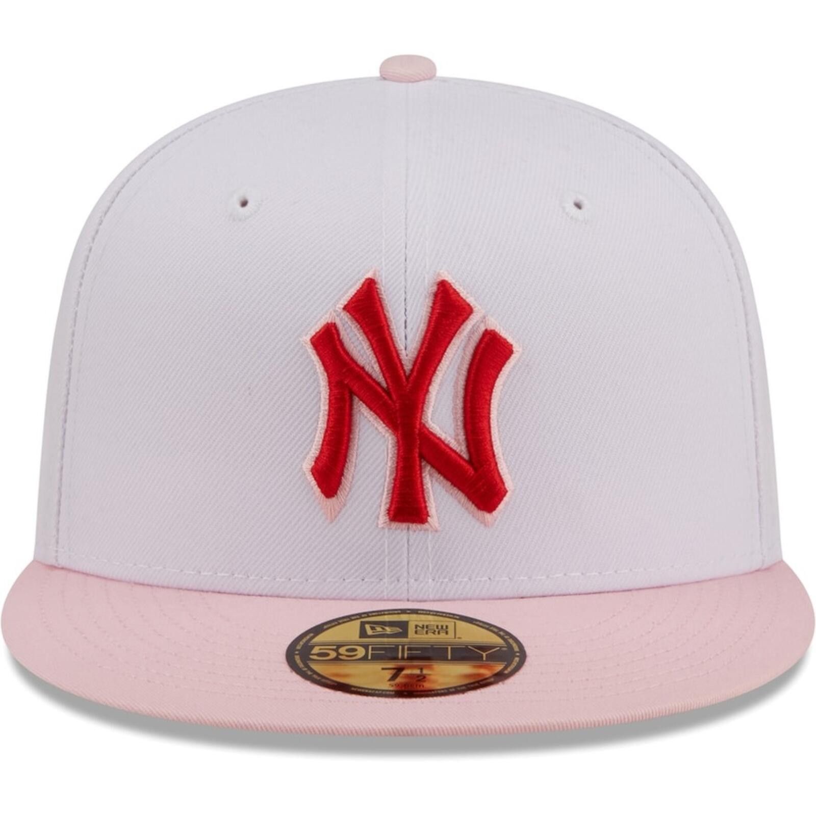 New Era New Era New York Yankees 59FIFTY White Pink Scarlet 7 1/2 Size ONE SIZE - 2 Thumbnail