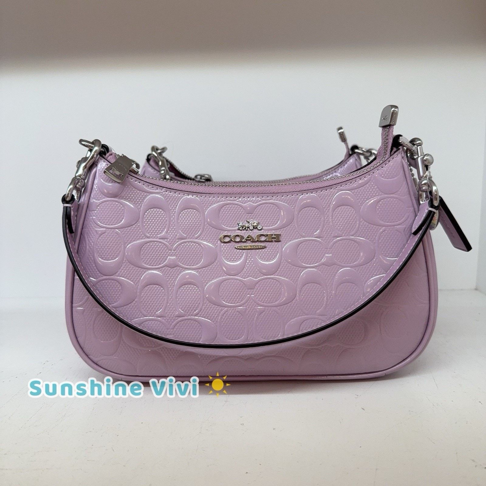 Coach NWT Coach CDA98 Teri Shoulder Bag Heart Charm Light VIOLET Size ONE SIZE - 1 Thumbnail