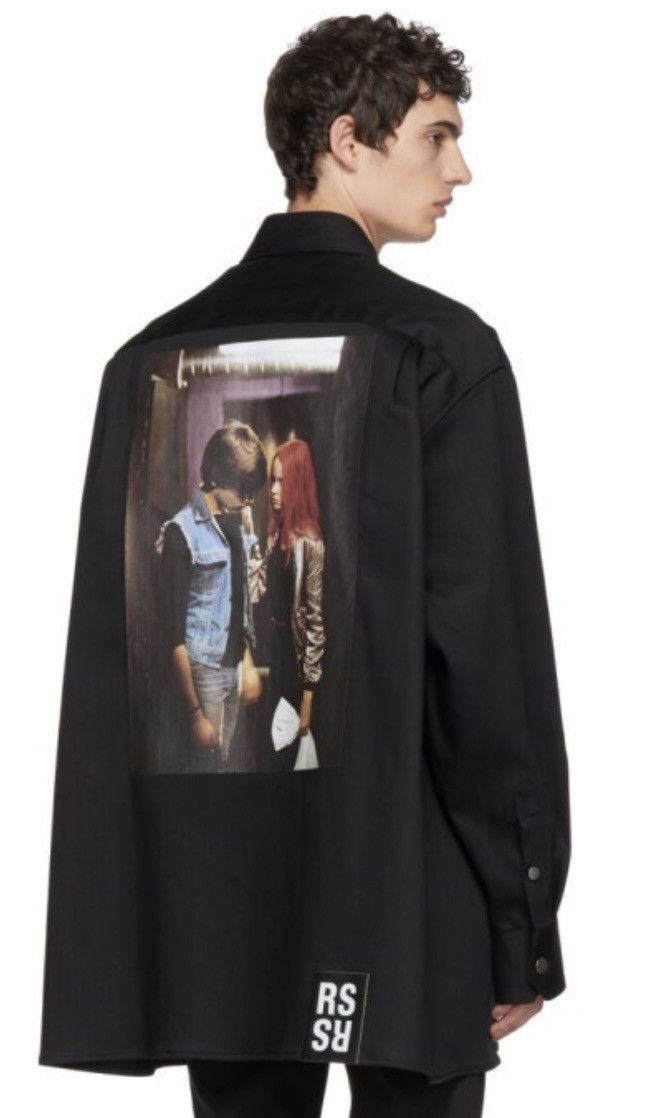 image of Raf Simons Christiane F. Big Denim Shirt in Black, Men's (Size XL)