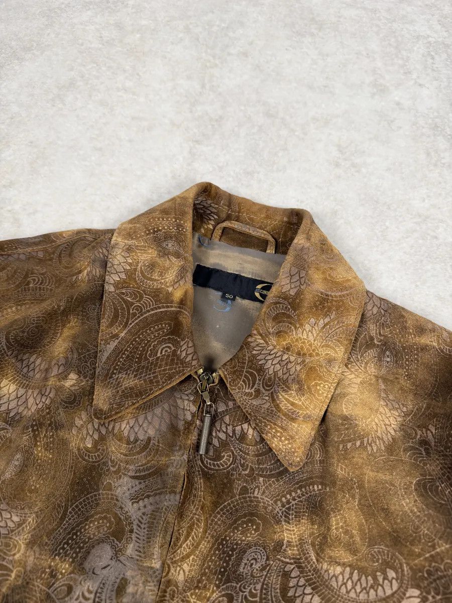 Just Cavalli 2000s Cavalli Brown Spiritual Dragon Faded Leather Premium Jacket Size US M / EU 48-50 / 2 - 10 Thumbnail