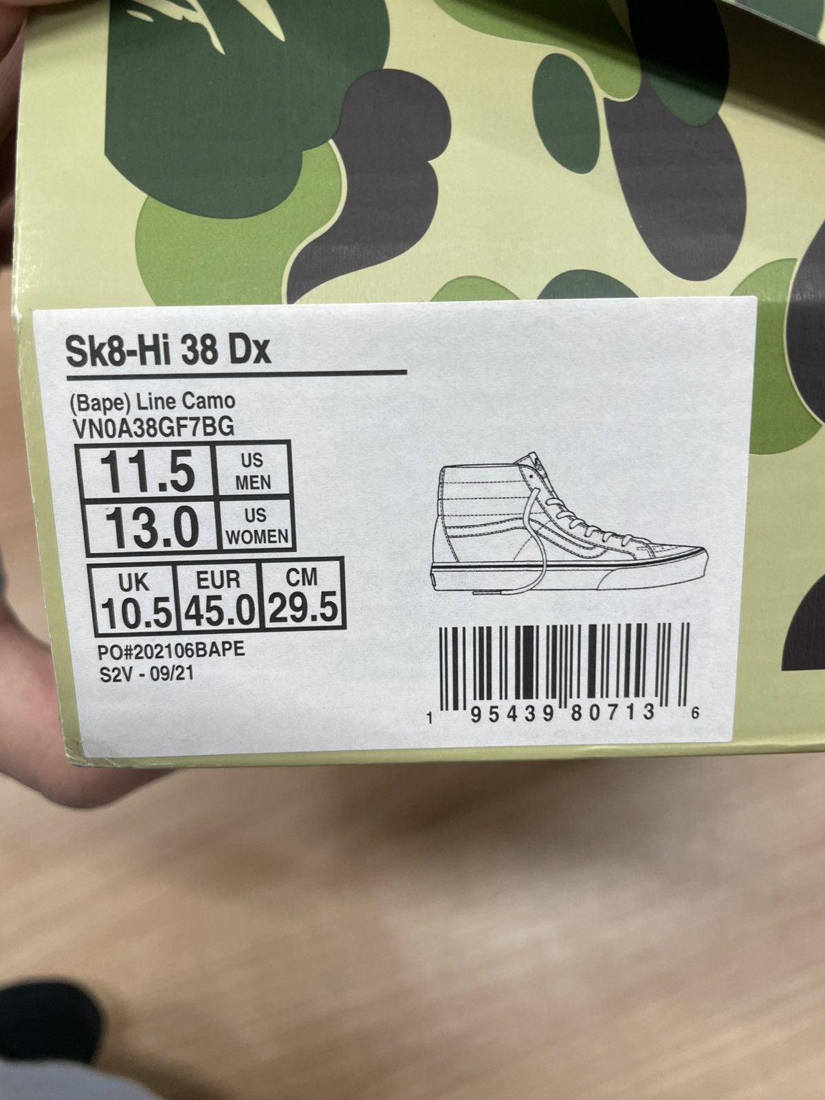 Bape × Vans VANS LINE ABC CAMO SK8-HI 38 DX Size US 11.5 / EU 44-45 - 7 Thumbnail