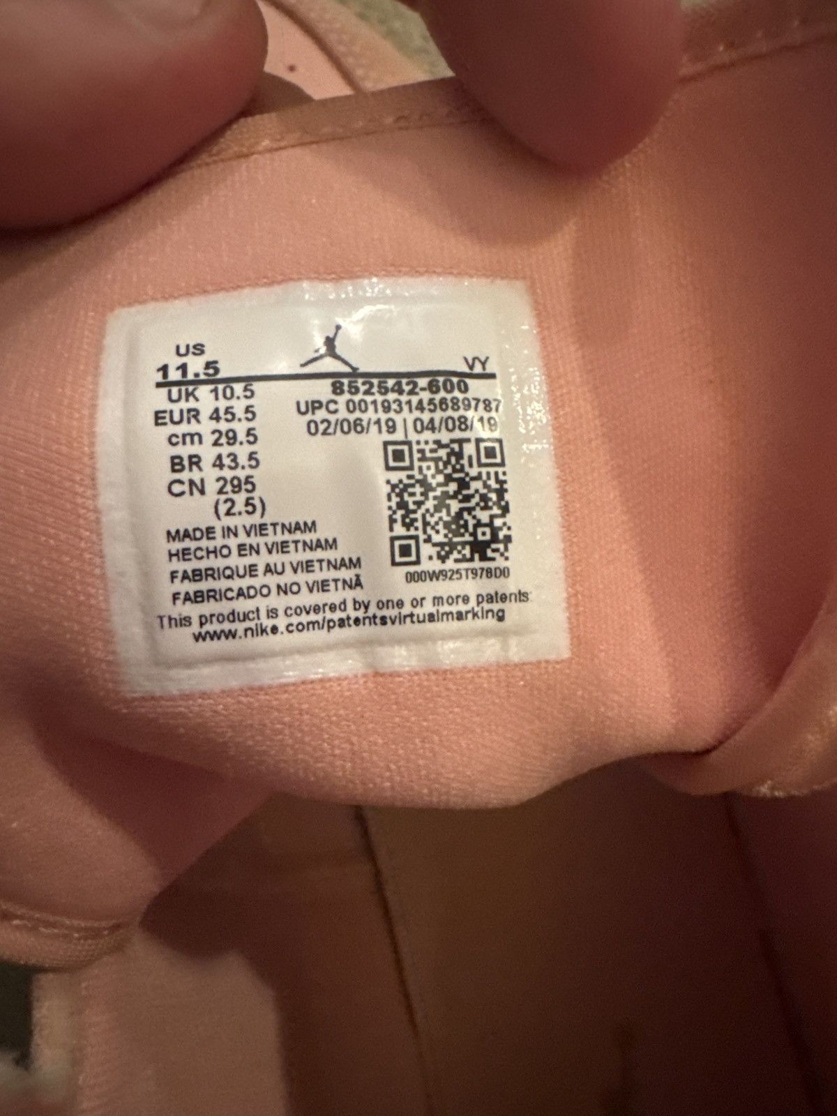 Nike Air Jordan 1 Pink size 11.5 Size US 11.5 / EU 44-45 - 6 Thumbnail