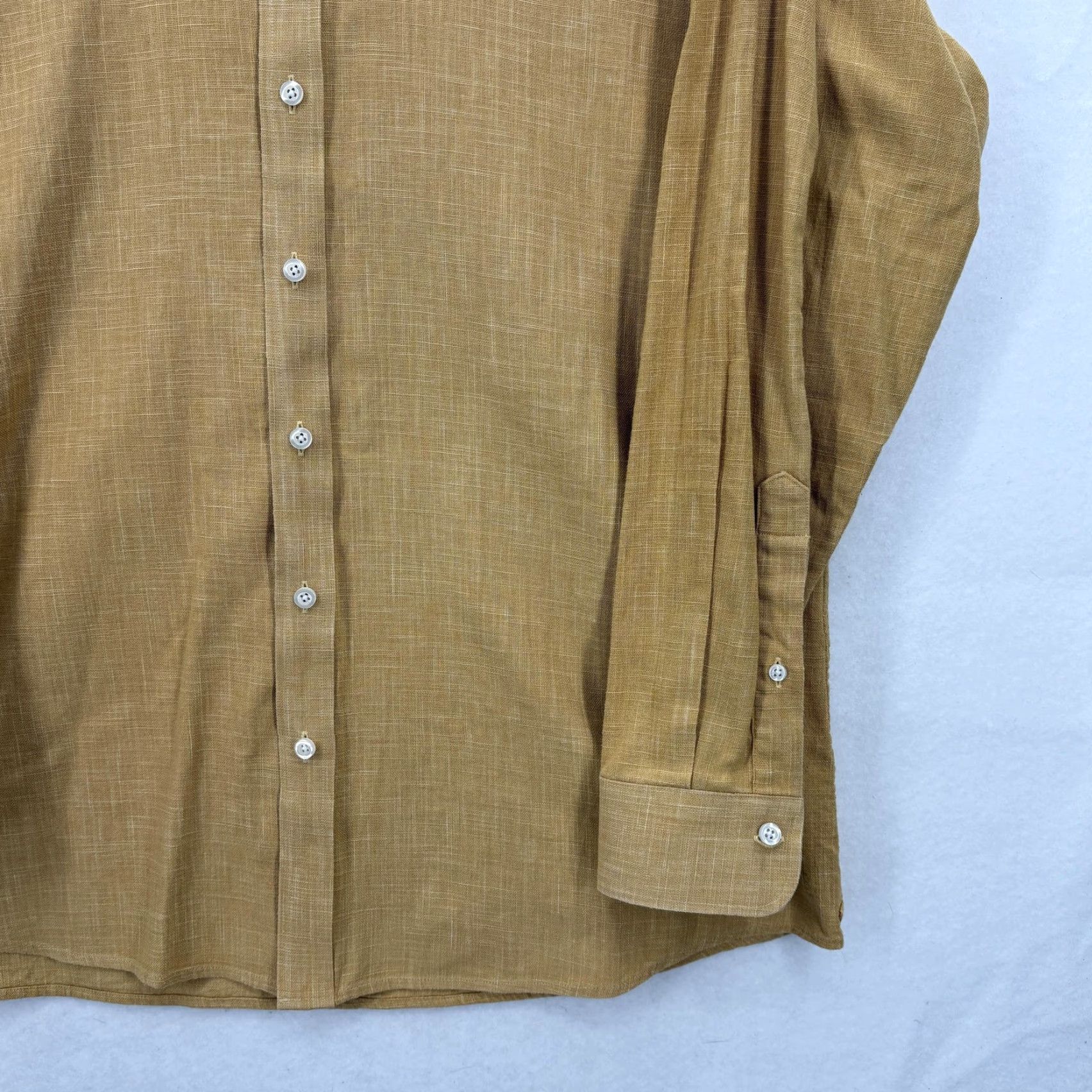 Proper Cloth Proper Cloth Shirt Mens 17 34.5 Mustard Yellow Cotton Button Front Long Sleeve Dress Shirt Mens Size US XL / EU 56 / 4 - 3 Thumbnail
