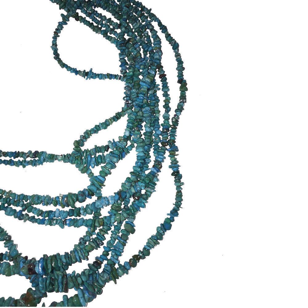 Designer Massive Turquoise Chip Bead Multi Strand Necklace Bib Size ONE SIZE - 2 Thumbnail