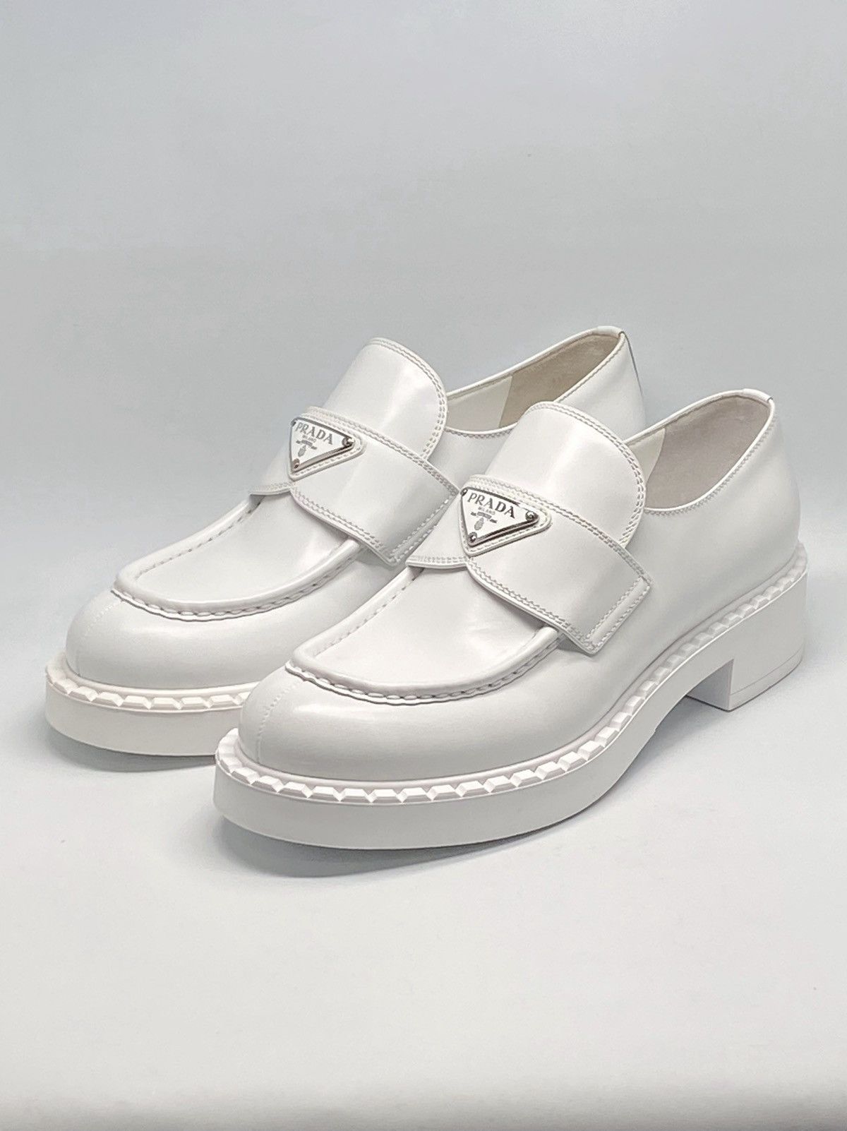 Prada Prada Spazzolato Logo Platform Leather Loafers size 39.5 Size US 9.5 / IT 39.5 - 1 Thumbnail