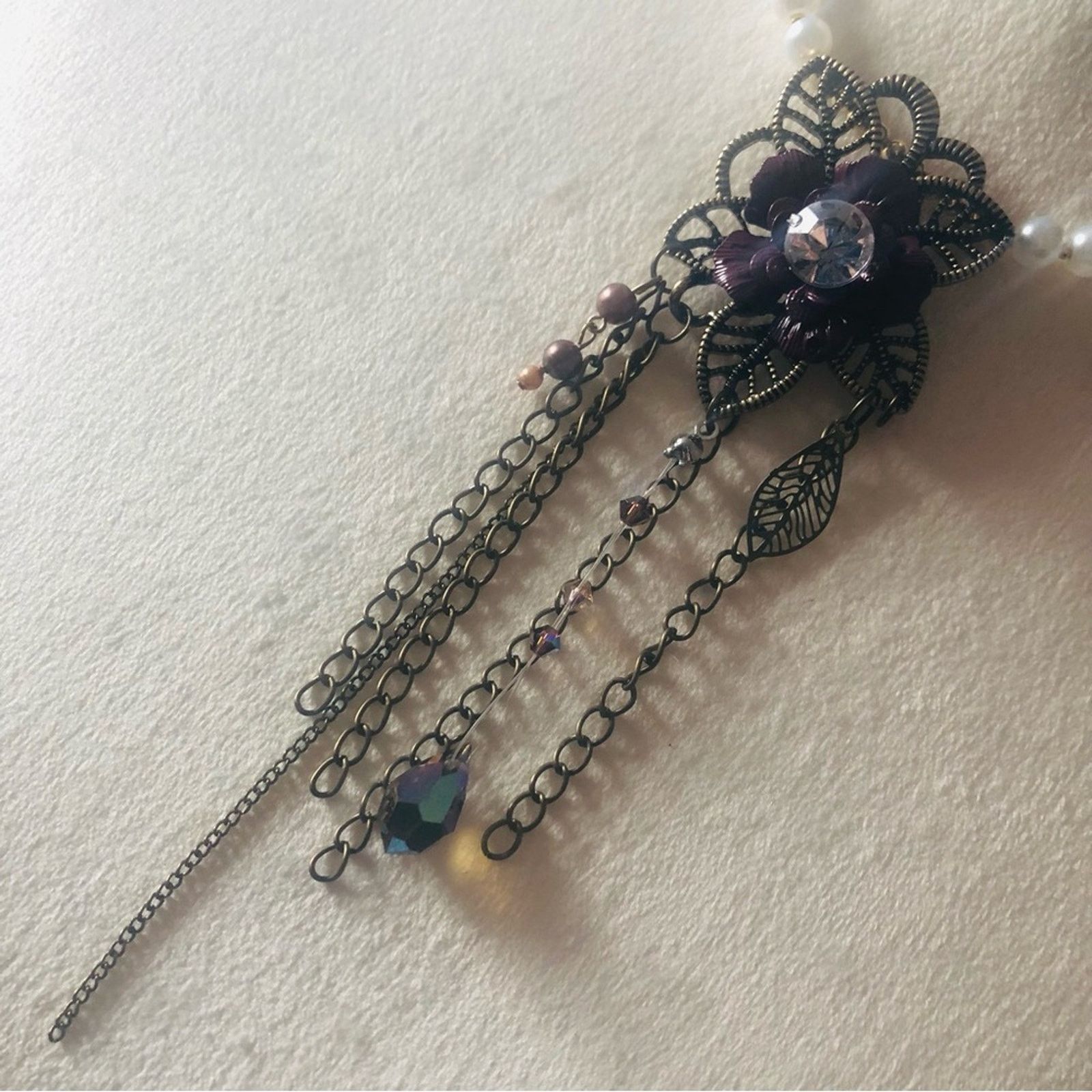 Handmade Handcrafted repurpose botanical floral Pearl necklace Size ONE SIZE - 9 Thumbnail