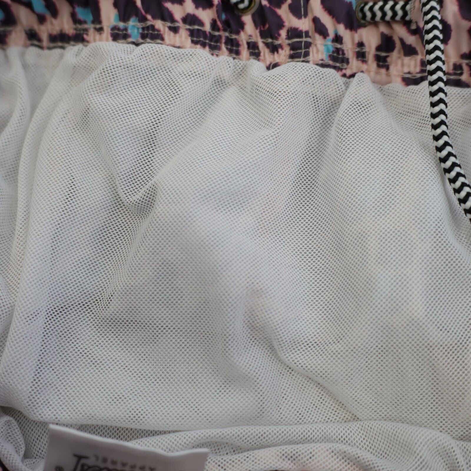 Designer Boardies Cheatah Print Pink Teal Drawstring Swim Trunks XL L Size US 31 - 7 Thumbnail