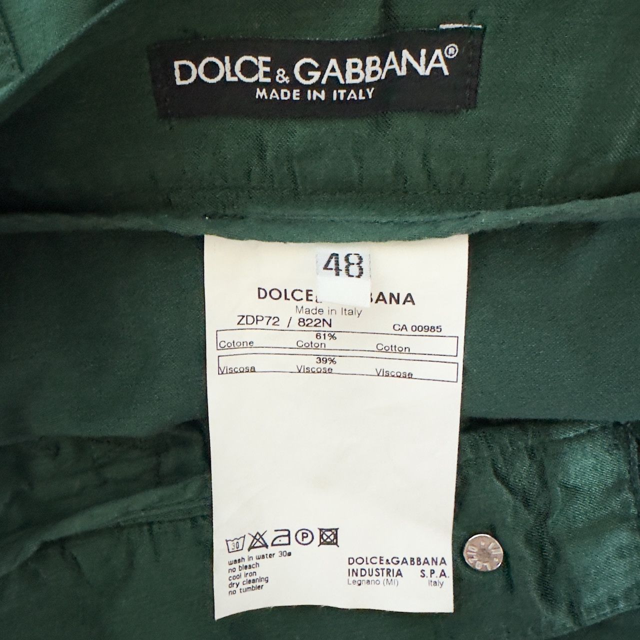 Dolce & Gabbana Green Cotton-Viscose Five-Pocket Pants IT 48 ZDP72/822N Size US 32 / EU 48 - 8 Thumbnail