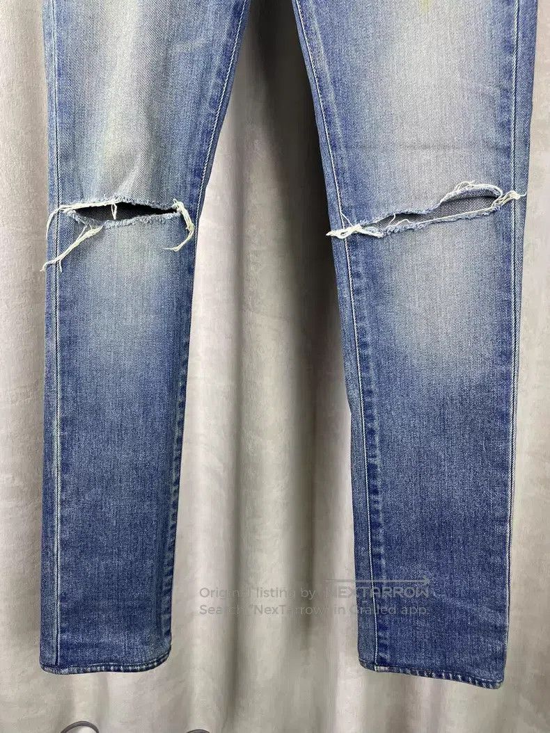 Saint Laurent Paris Saint Laurent Paris Blue Washed Cut and Worn Denim Jeans i Size US 26 / EU 42 - 5 Thumbnail