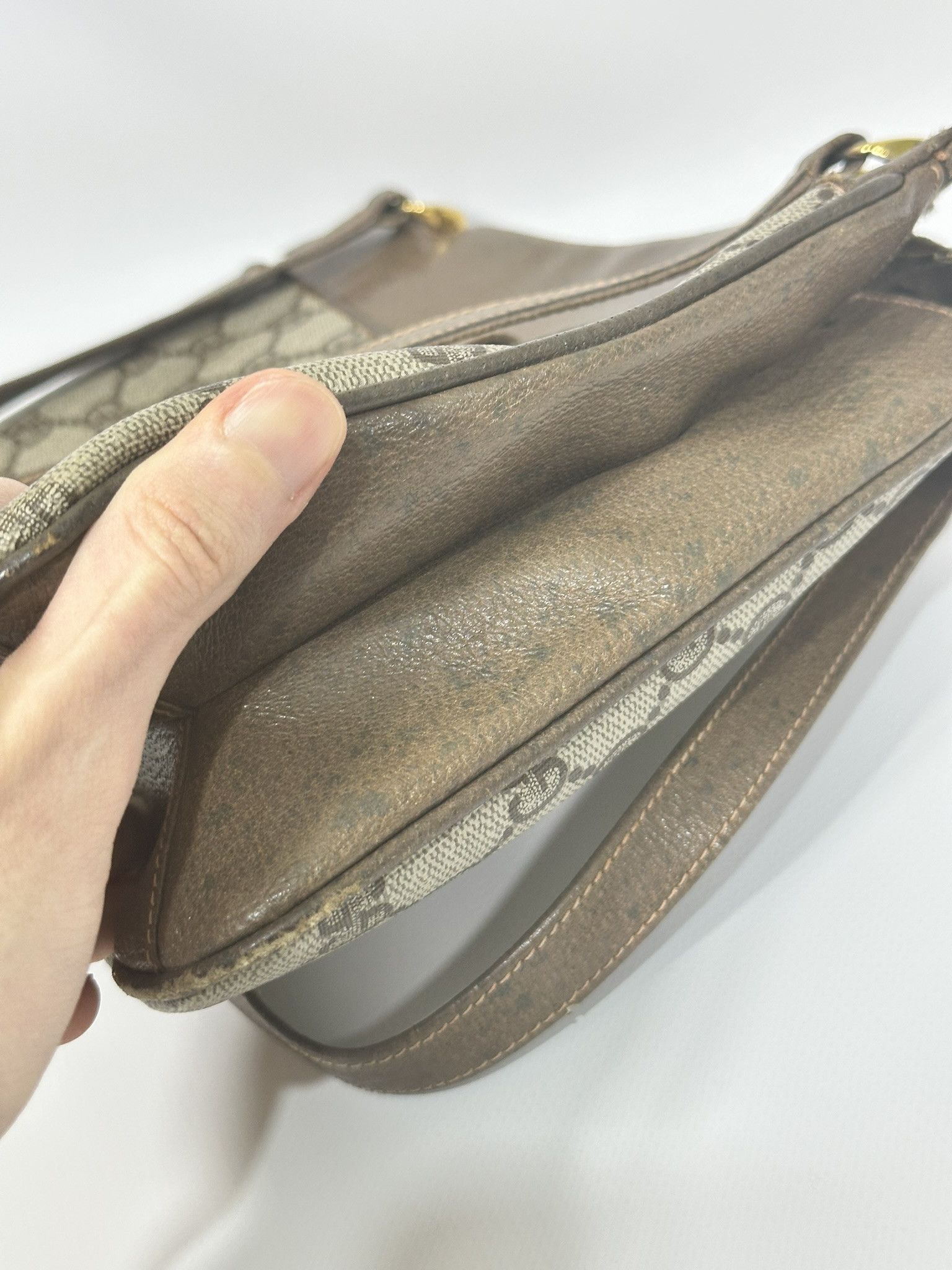Gucci Gucci Vintage Handbag GG Monogram Beige Brown Leather Size ONE SIZE - 9 Thumbnail
