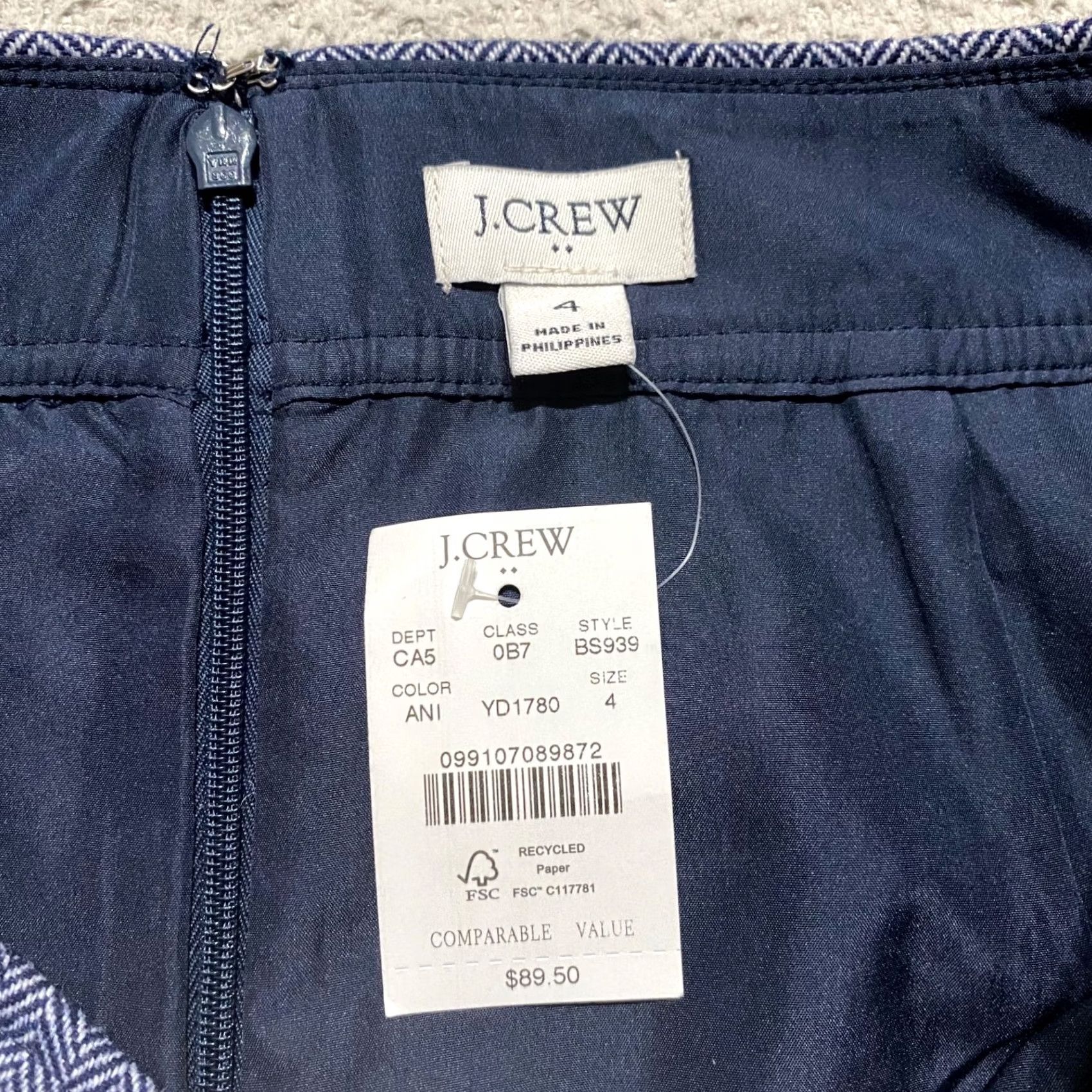 J.Crew VINTAGE New J.CREW Womens Skirt Blue Striped A-Line Lined NWT 4 Short Pockets Womens Size 27" / US 4 / IT 40 - 3 Thumbnail