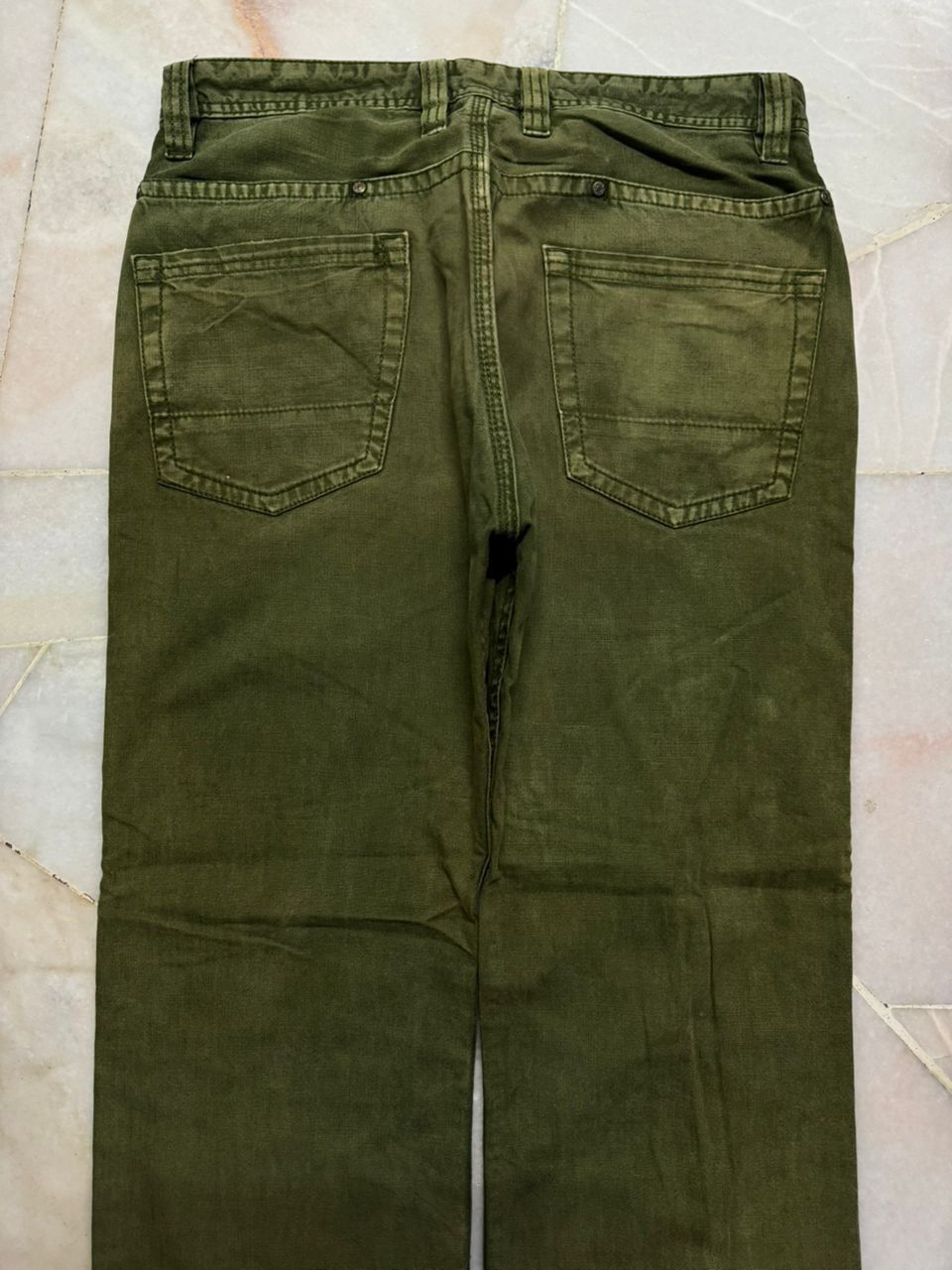 Kapital 💥Thrashed 90s Back Number Olive Green Jeans Sick style Size US 31 - 15 Thumbnail