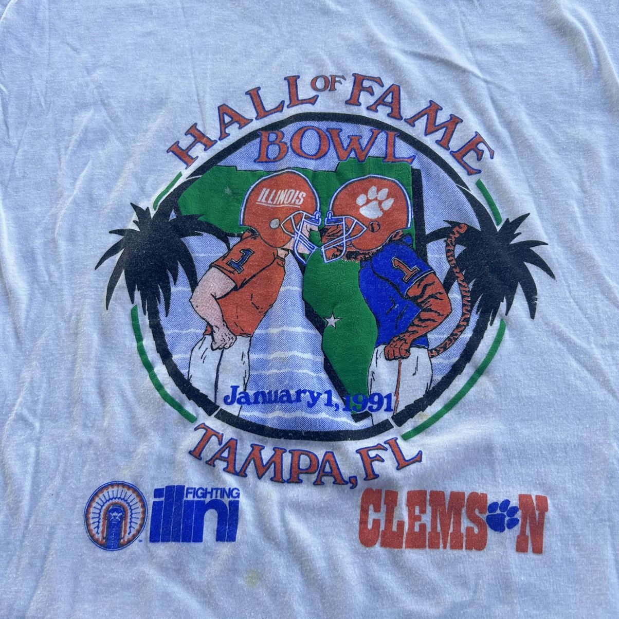 NCAA Vintage 1991 Clemson Tigers V Illinois College T Shirt Size US XL / EU 56 / 4 - 6 Thumbnail