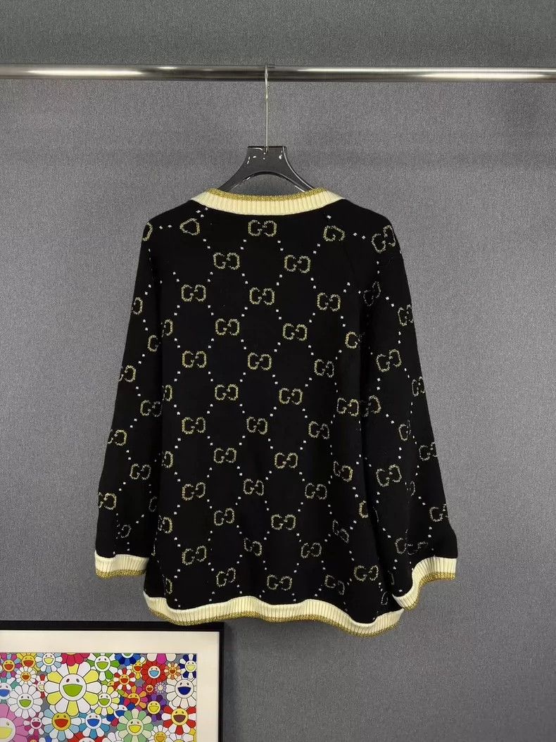 Gucci Gucci Golden silk old flower full LOGO knitted sweater card Size US L / EU 52-54 / 3 - 2 Thumbnail