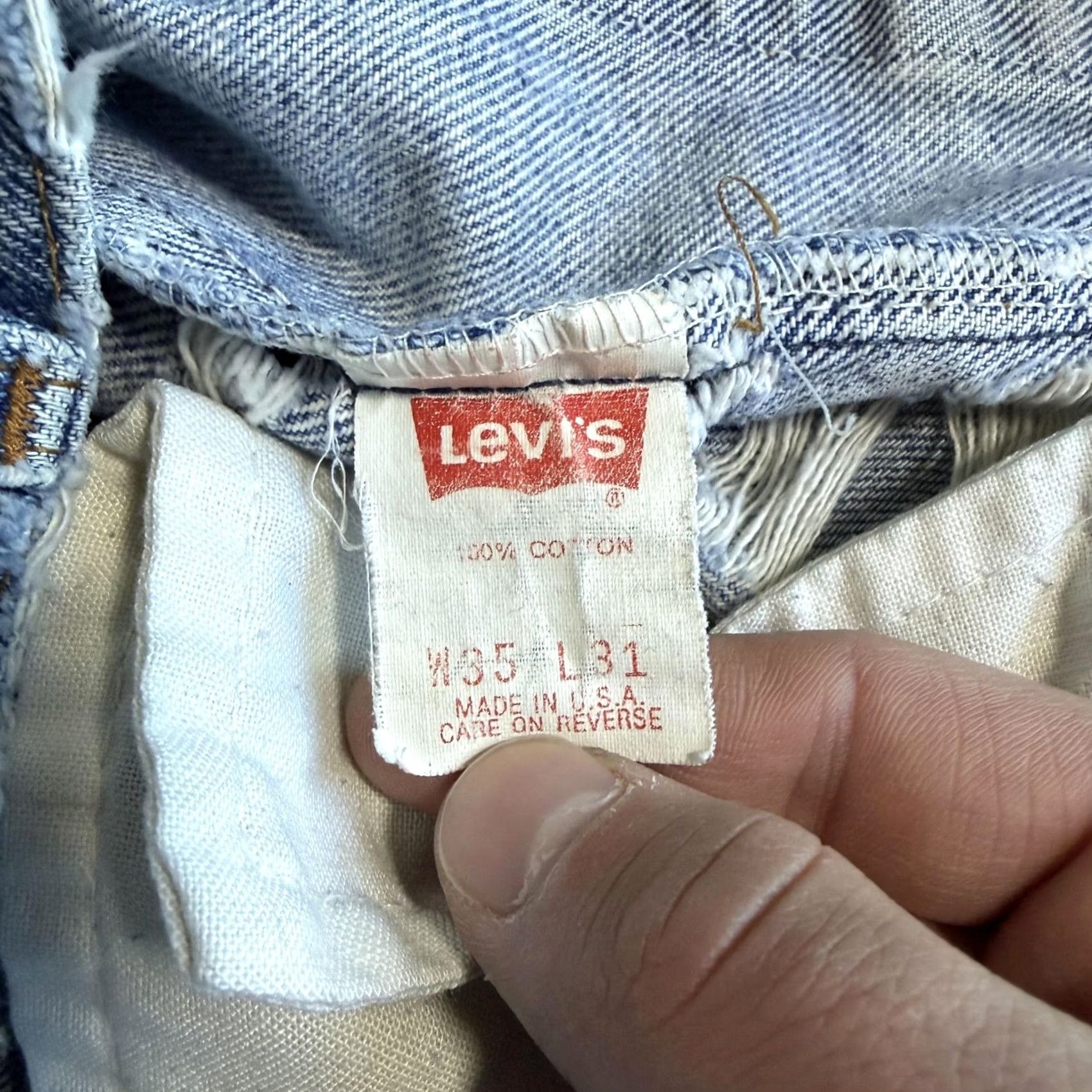Levi's VINTAGE Levi's 517 Denim Jeans USA Bootcut Light Wash Distressed Thrashed 35x31 Size US 35 - 7 Thumbnail