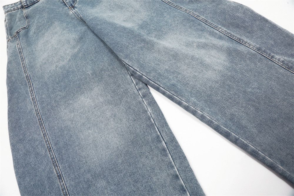 Jean Punk men's street patchwork workwear distressed washed jeans Size US 32 / EU 48 - 5 Thumbnail