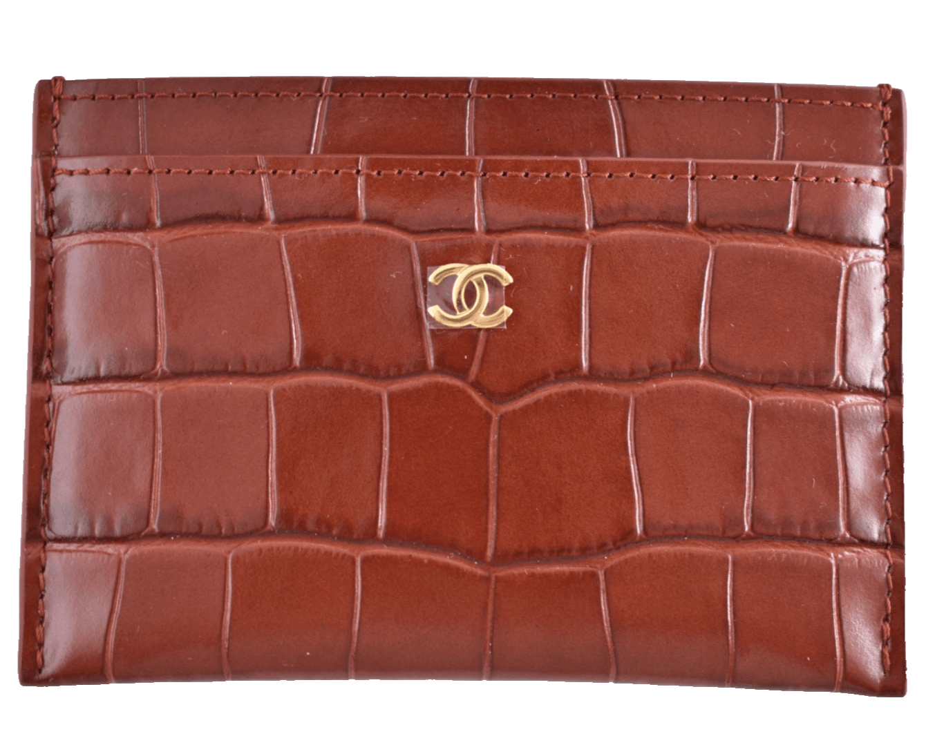 Chanel 26S Burgundy Crocodile Embossed Credit Card Holder Wallet Size ONE SIZE - 1 Thumbnail