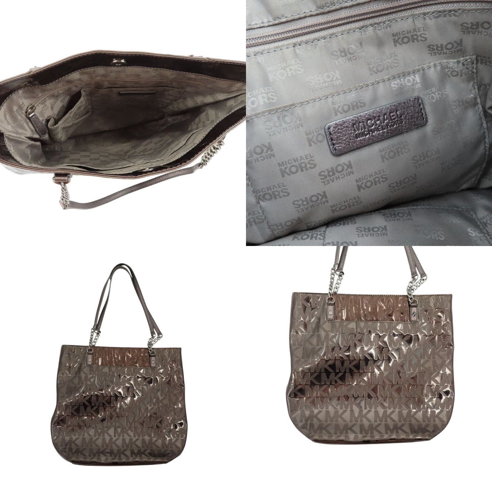 Michael Kors Michael Kors Jet Set Tote Bag Silver Gray Metal Chain Strap Handbag Purse Womens Size ONE SIZE - 8 Thumbnail