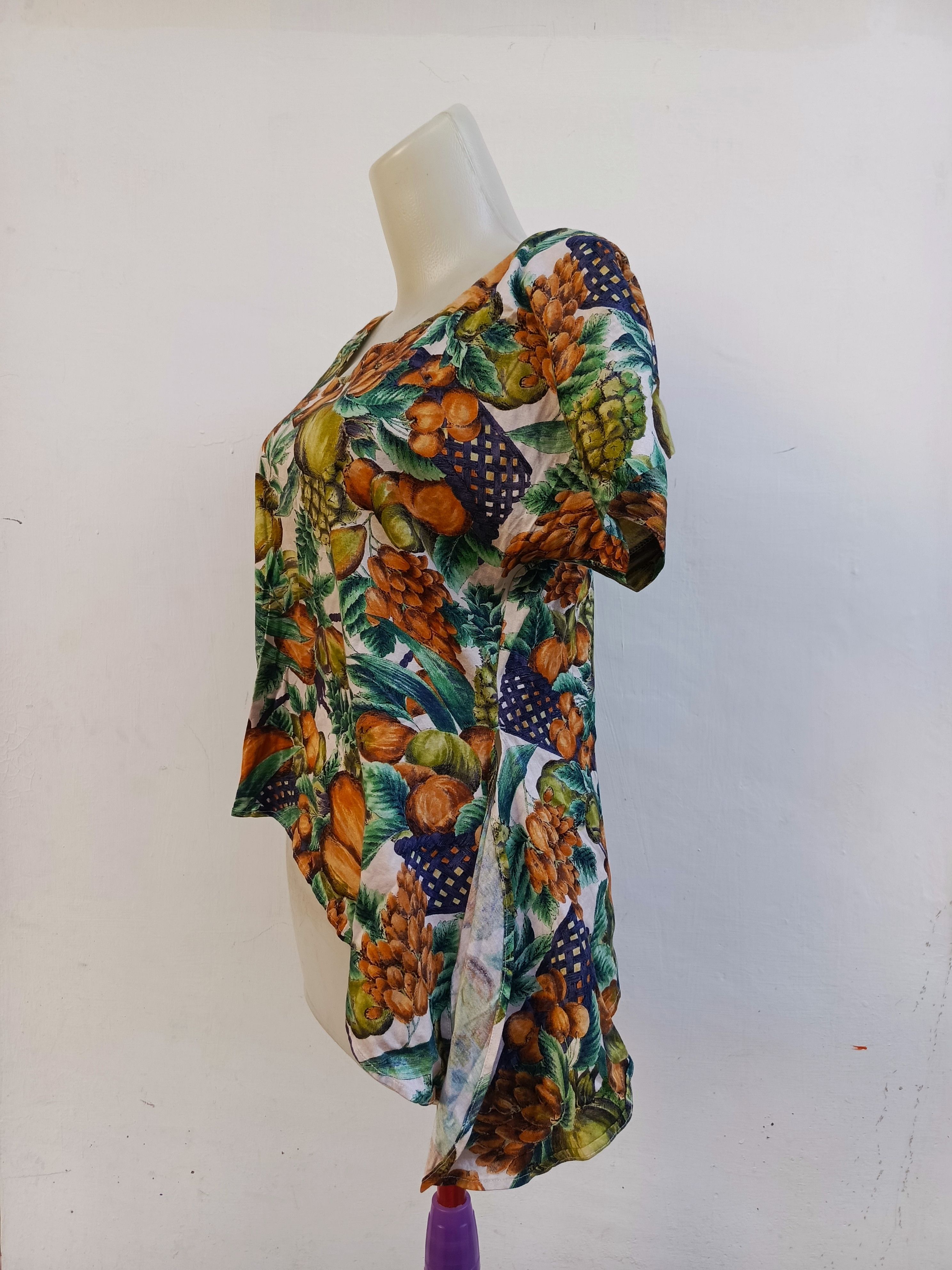 Japanese Brand Moga Vintage Fruit Pattern Asymmetrical Blouse Size M / US 6-8 / IT 42-44 - 5 Thumbnail