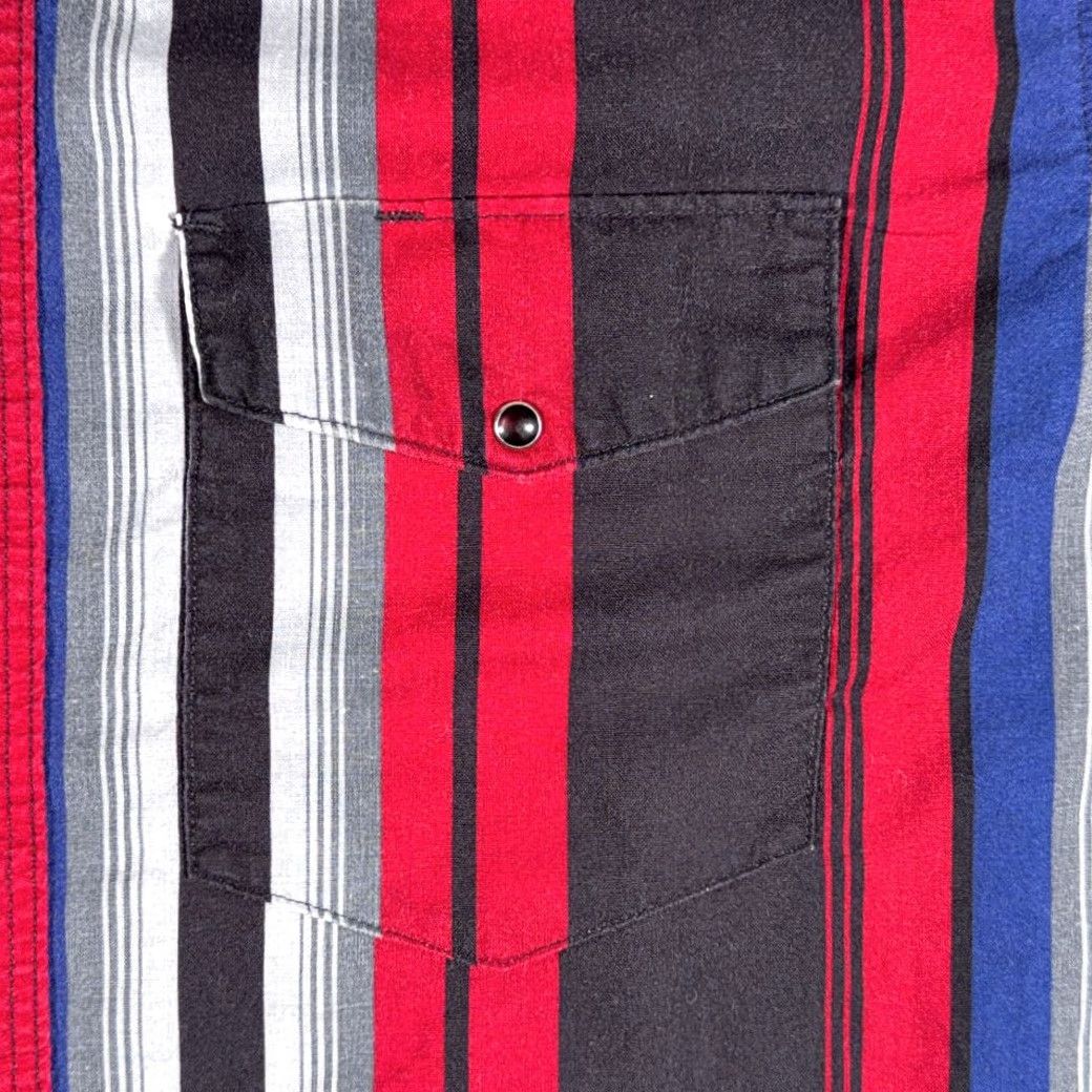 Wrangler VINTAGE Wrangler Western Shirt Mens LARGE Red Striped Cotton Pearl Snap 80s Size US L / EU 52-54 / 3 - 7 Thumbnail
