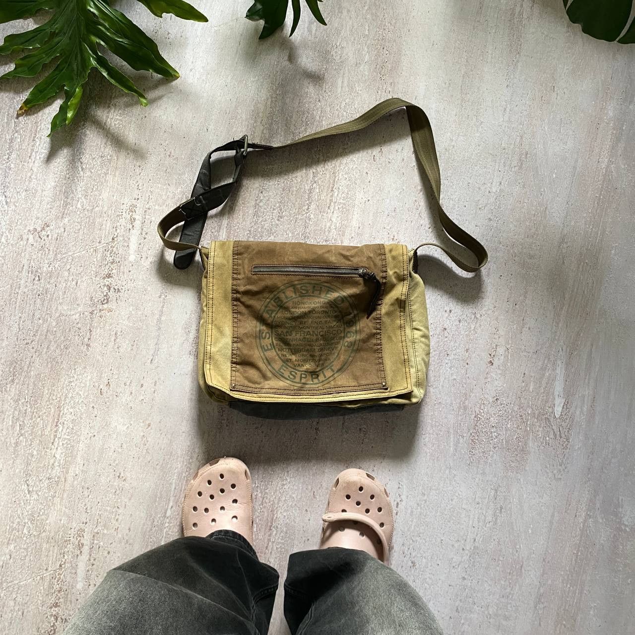 Vintage Y2K Espirit Japanese Military Crossbody Bag in Brown, Men's
