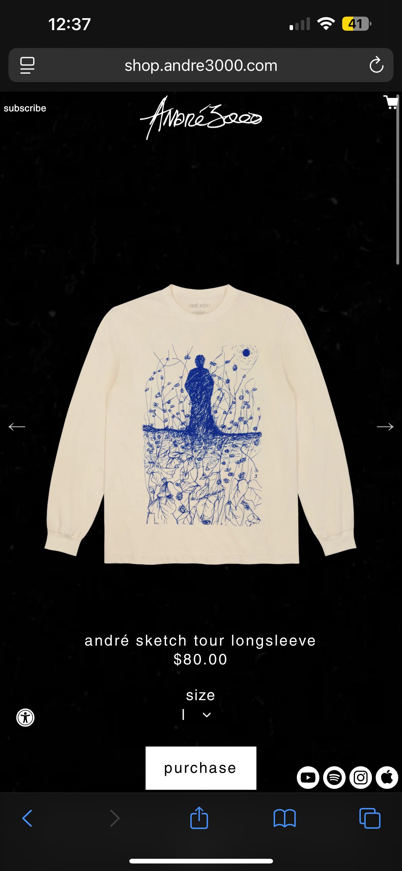 André 3000 Sketch Tour Long-Sleeve Size Small