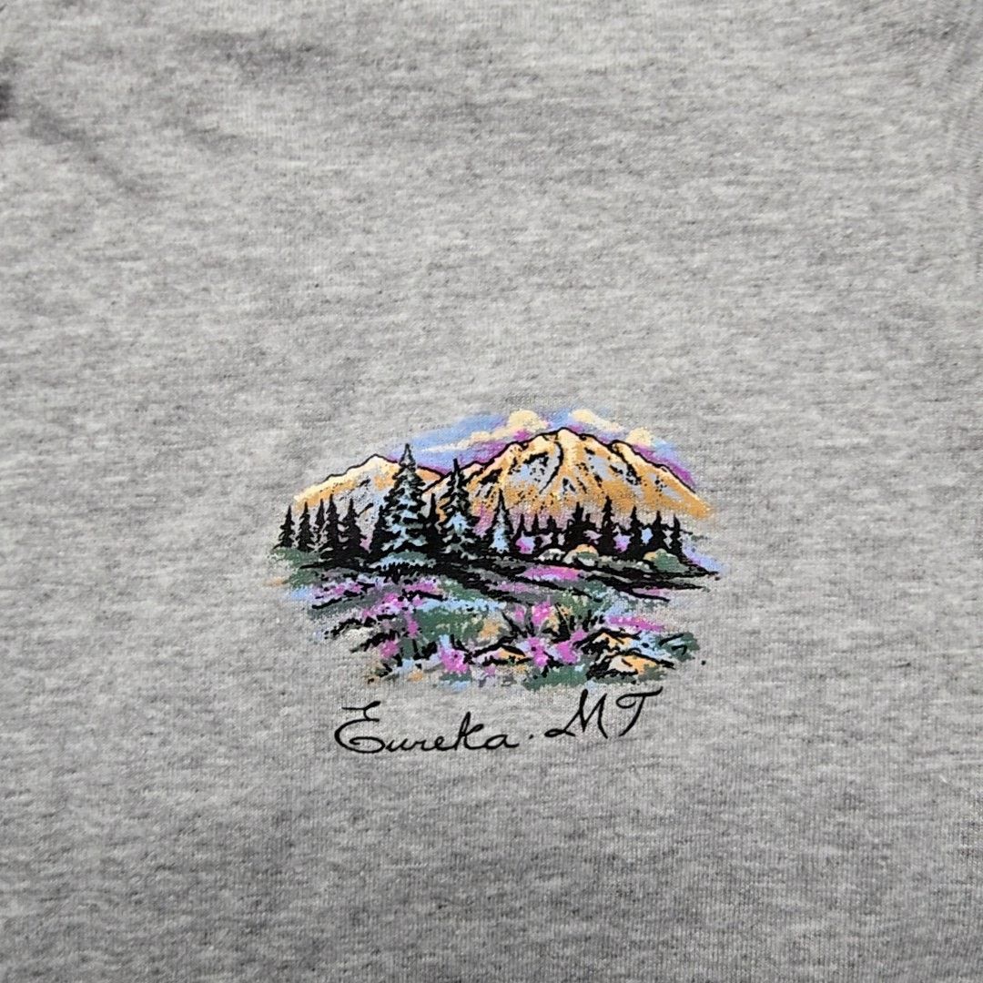 Anvil Vintage Eureka Montana Graphic Gray V-Neck Small T-Shirt 90s Size S / US 4 / IT 40 - 3 Thumbnail