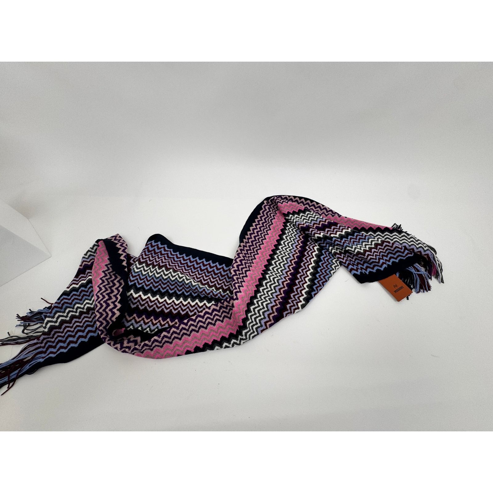 Missoni Missoni NWT Wool Blend Zigzag Pattern Crochet Knit Scarf Size ONE SIZE - 3 Thumbnail