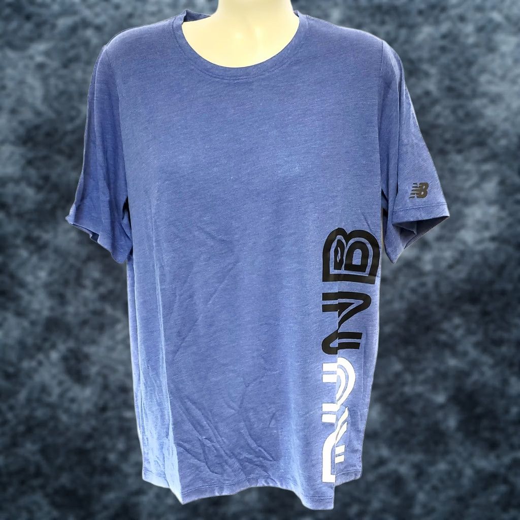 New Balance Womens New Balance WT91135 UPR Heathertech Graphic Athletic Tee T-Shirt Blue XS Women’s Shirt Short Sleeve Sport Top N B Dry Wicking Size S / US 4 / IT 40 - 1 Thumbnail