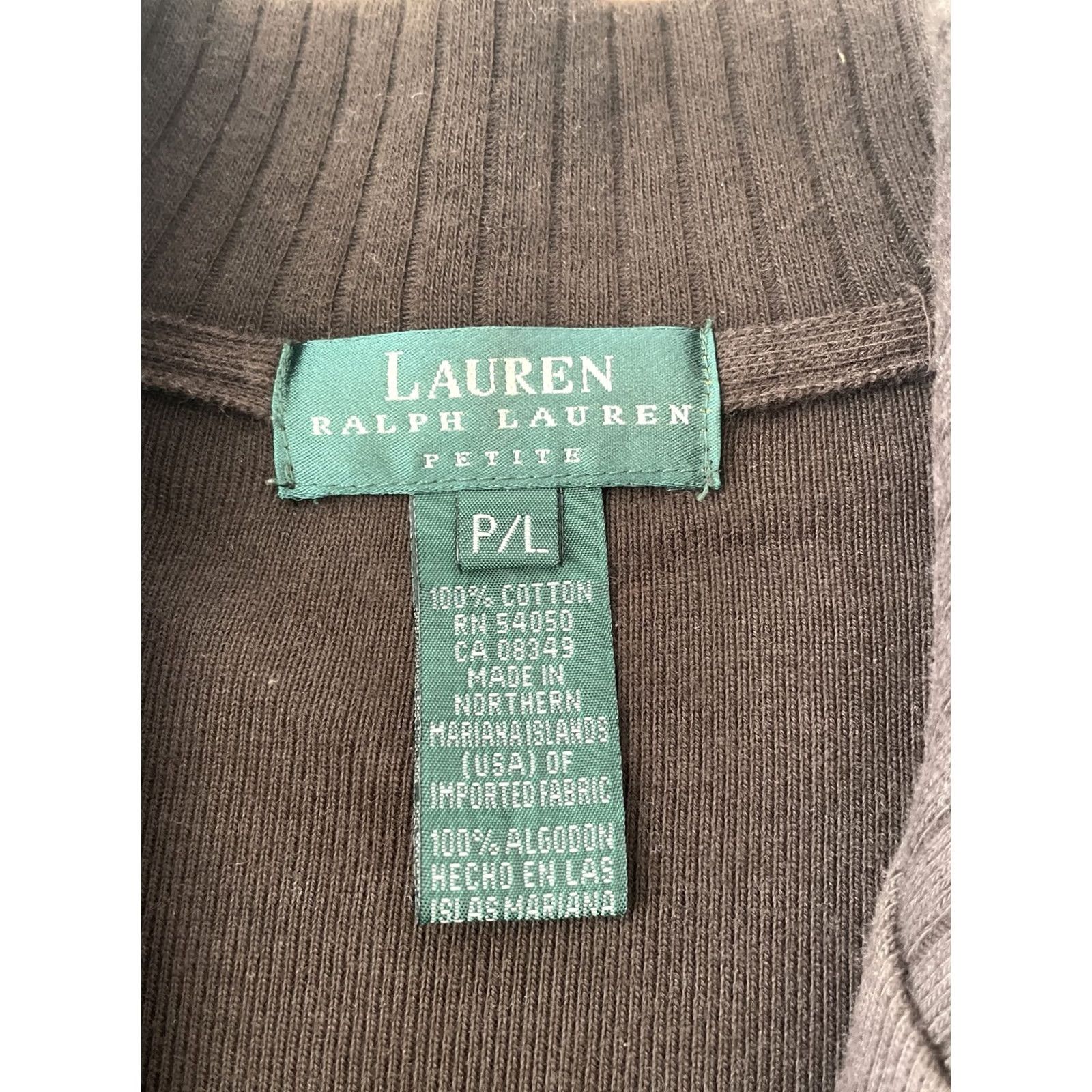 Ralph Lauren VINTAGE Lauren Ralph Lauren Sweater Jacket PL Brown Cotton Full Zip Elbow Patch Made USA Womens 90s Size L / US 10 / IT 46 - 4 Thumbnail