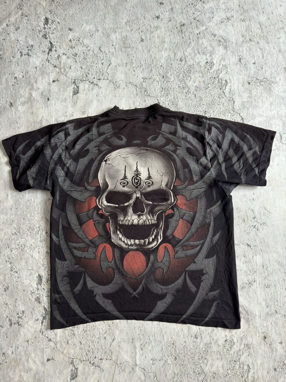 Band Tees × Vintage 1990 SKULL FACE TEE ALLOVER Single Stitch Size US XL / EU 56 / 4 - 7 Thumbnail