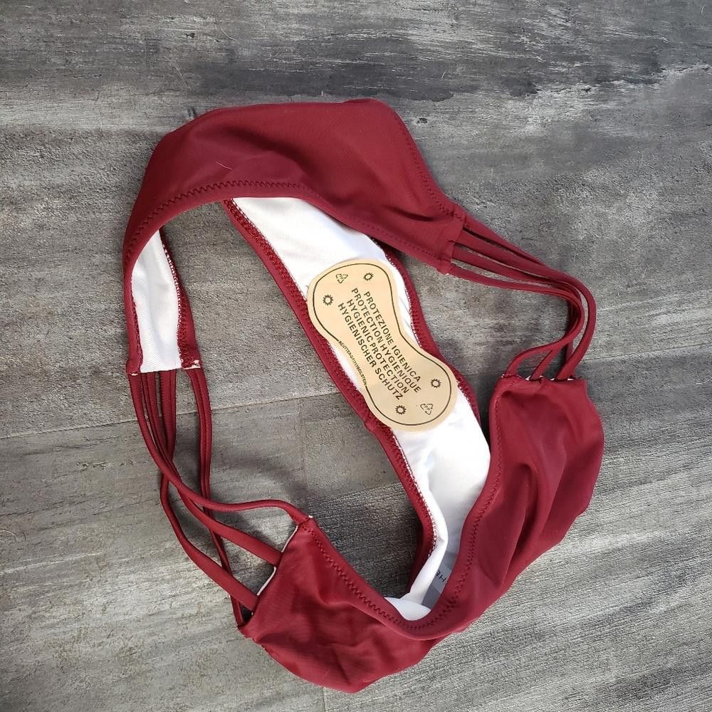 Designer Burgundy Strapped Cupshe Bikini Bottoms Size ONE SIZE - 3 Thumbnail