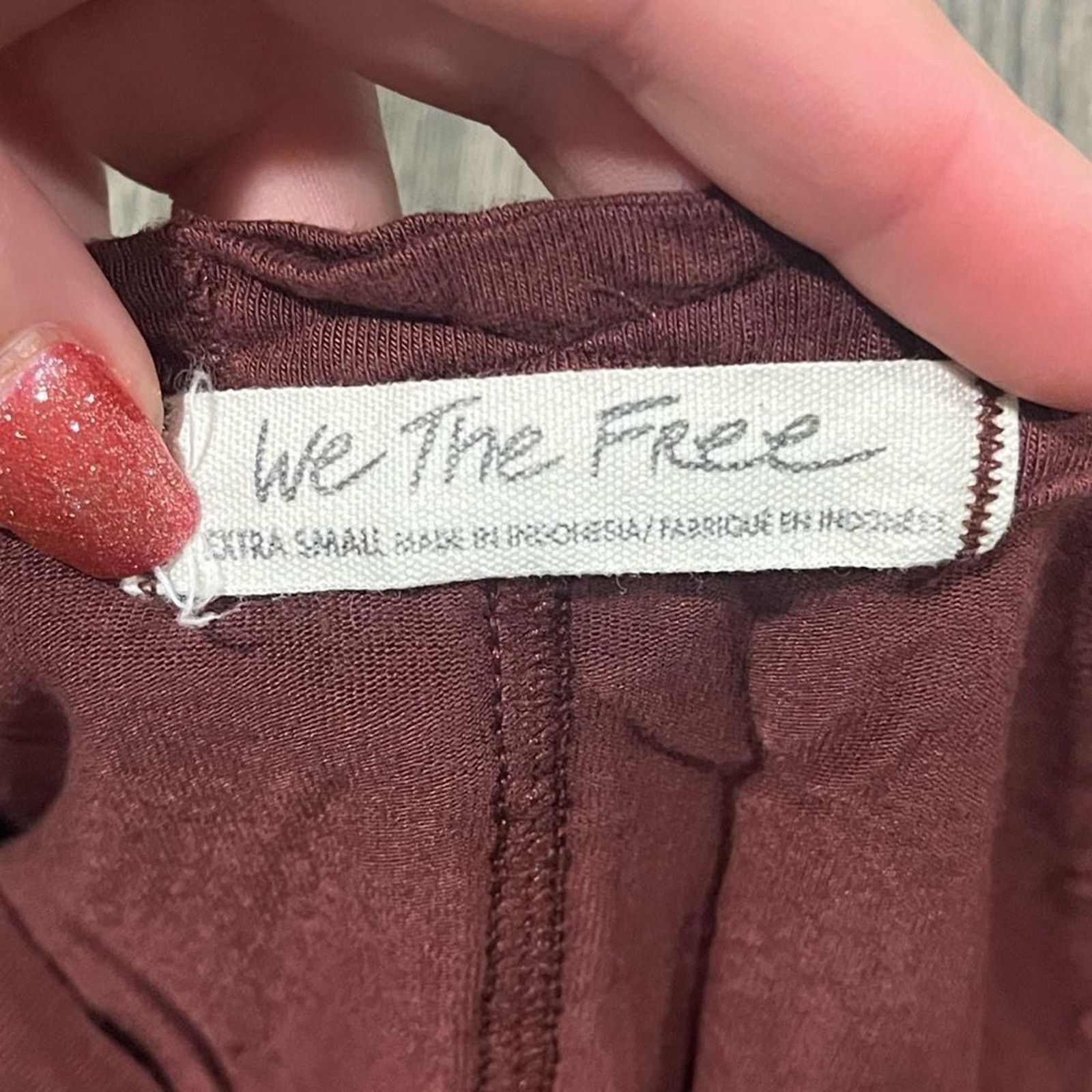Free People We The Free Chocolate Brown V-Neck Tank Top Size XS Size XS / US 0-2 / IT 36-38 - 2 Thumbnail