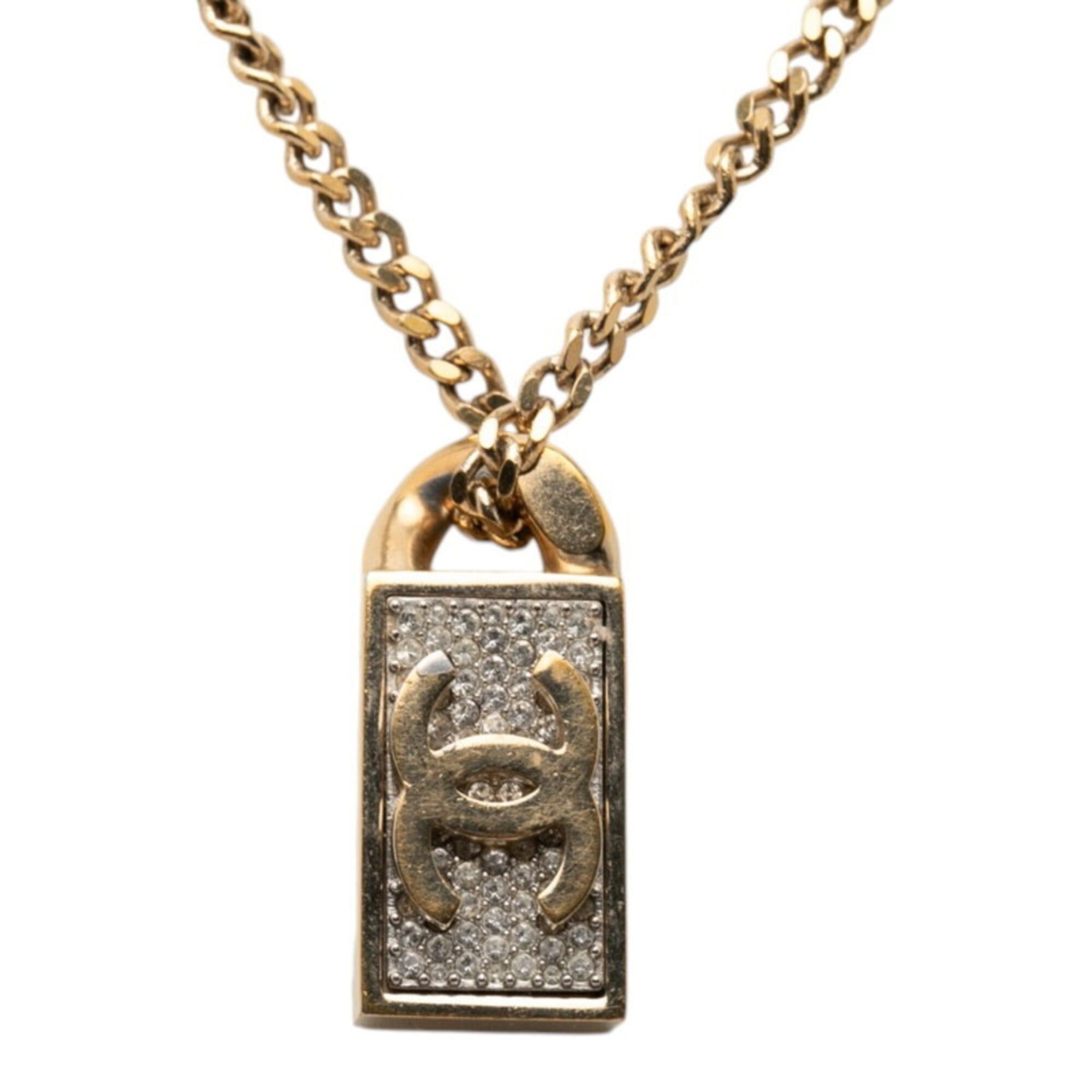 Chanel Chanel Coco Mark Necklace, Gold Plated, Rhinestones, Women's CHANEL Size ONE SIZE - 1 Thumbnail