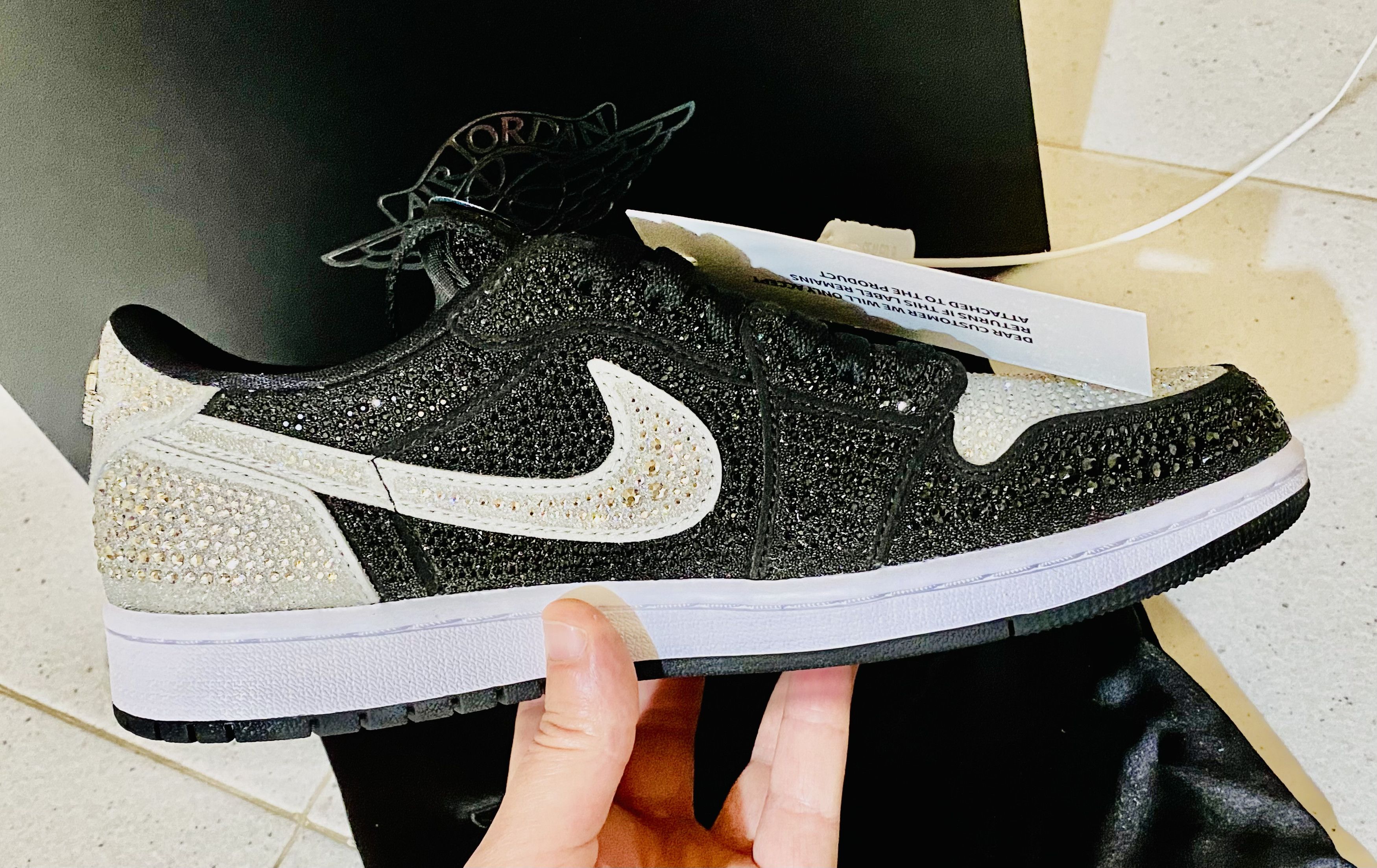 Jordan Brand Swarovski x Air Jordan 1 Low Stealth Sneakers Nere Size US 9.5 / IT 39.5 - 11 Thumbnail